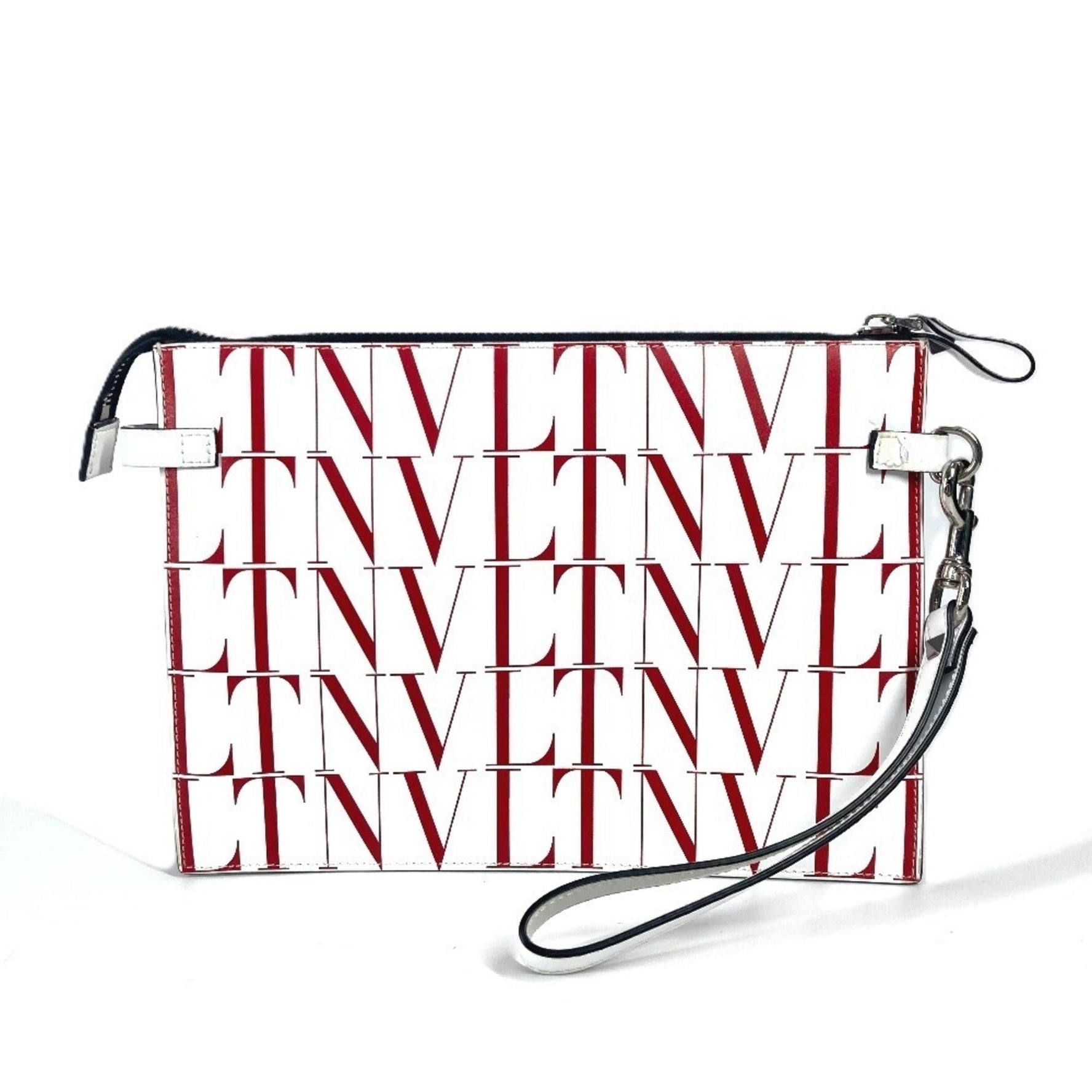 Valentino Garavani strap with logo all-over print two-tone pouch second bag leather men women white