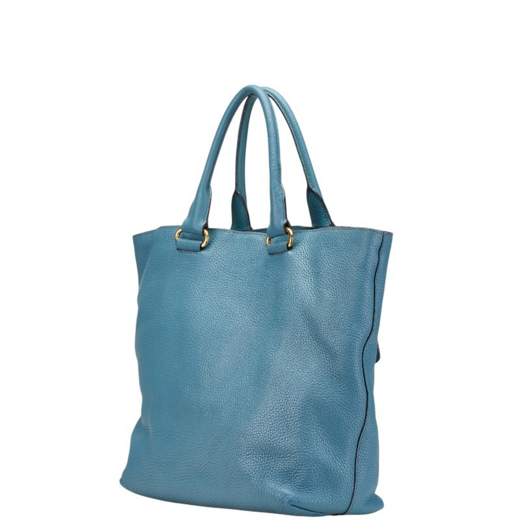Prada Logo Metal Tote Bag/Shoulder Bag, Leather