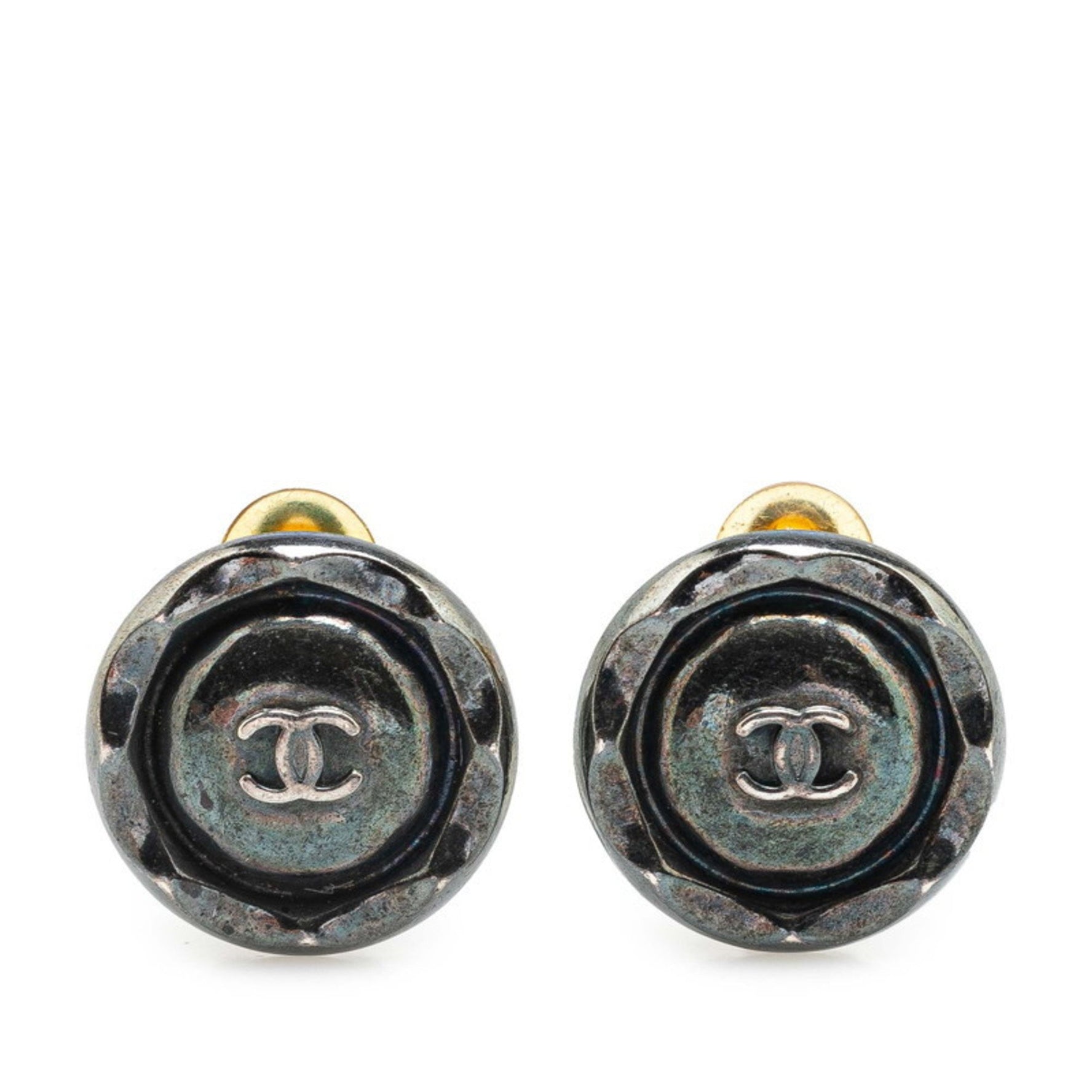 CHANEL Coco Mark Round Earrings in Metal