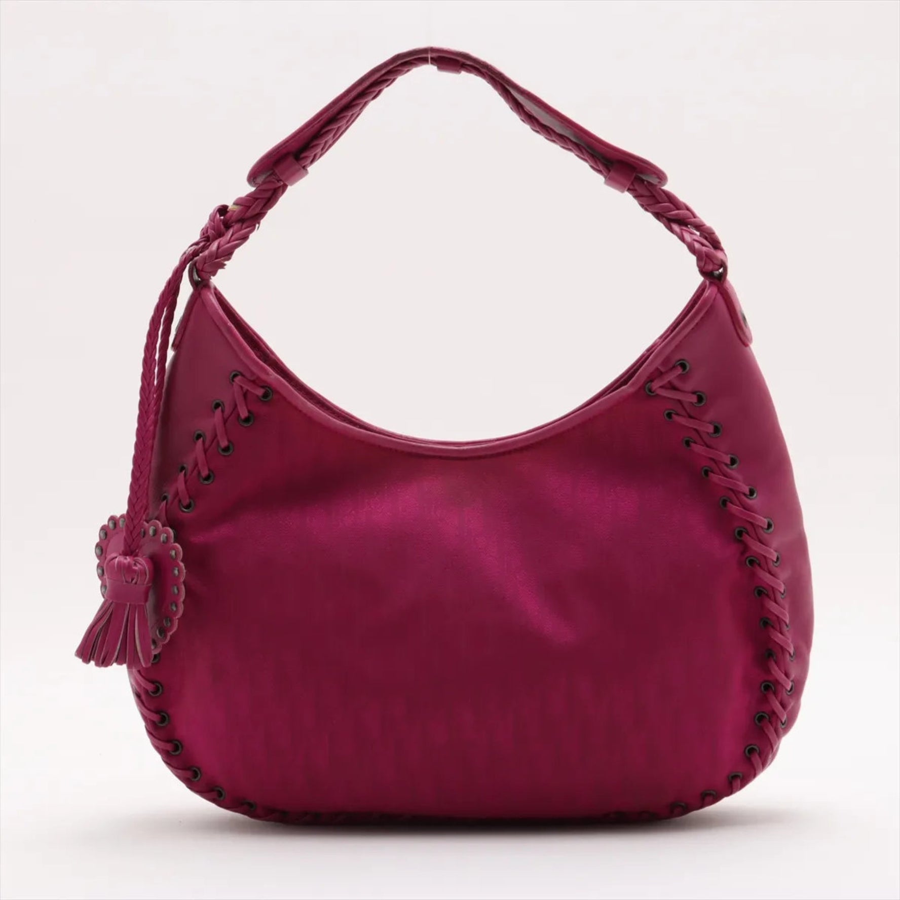 Christian Dior Trotter Leather Canvas Shoulder Bag Tote Handbag