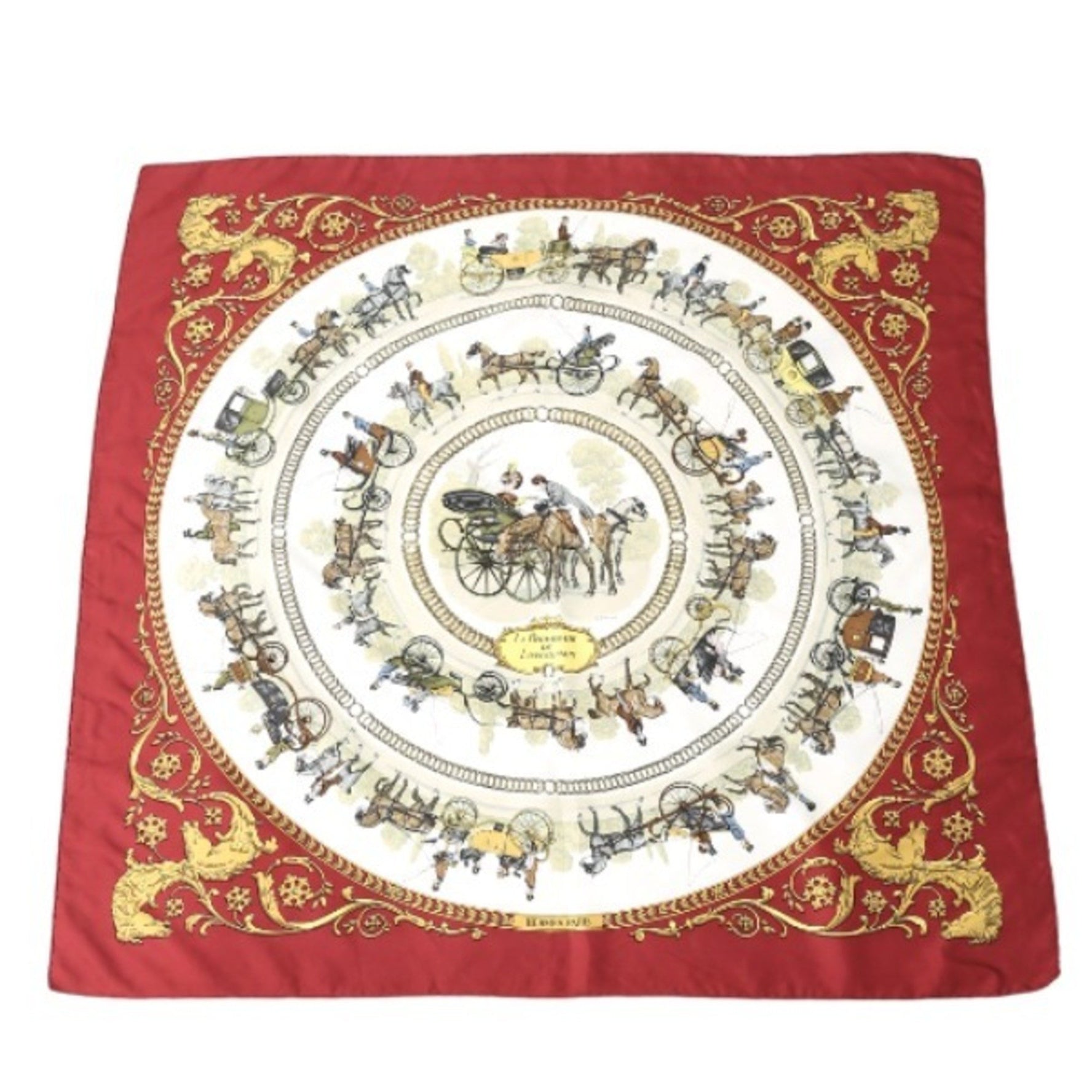 HERMES 100% Silk Red Scarf