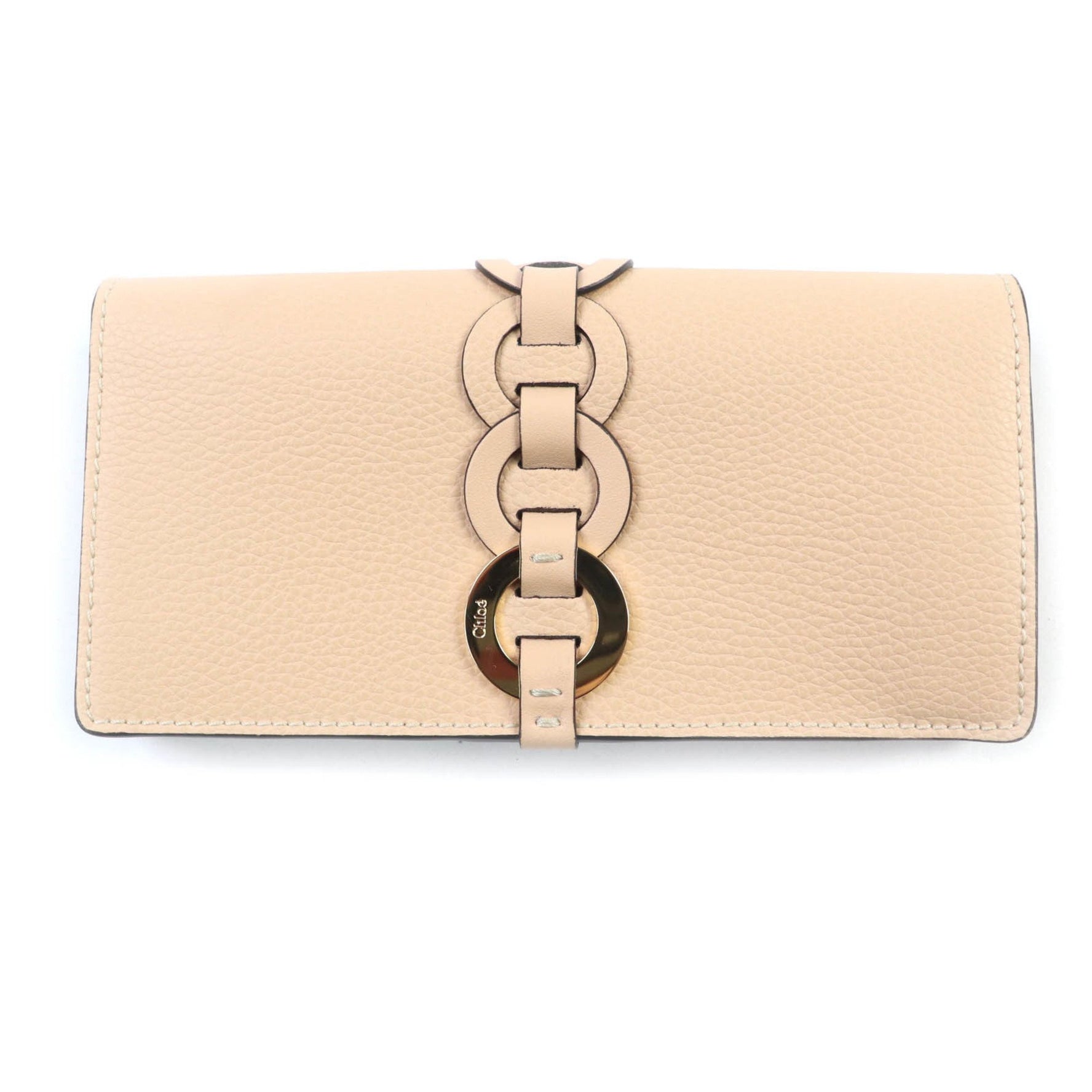 Chloé Chloe Darryl Sandy Leather Wallet with Logo Hardware, Bifold Wallet, Long Box and Dust Bag Included, Made in Spain