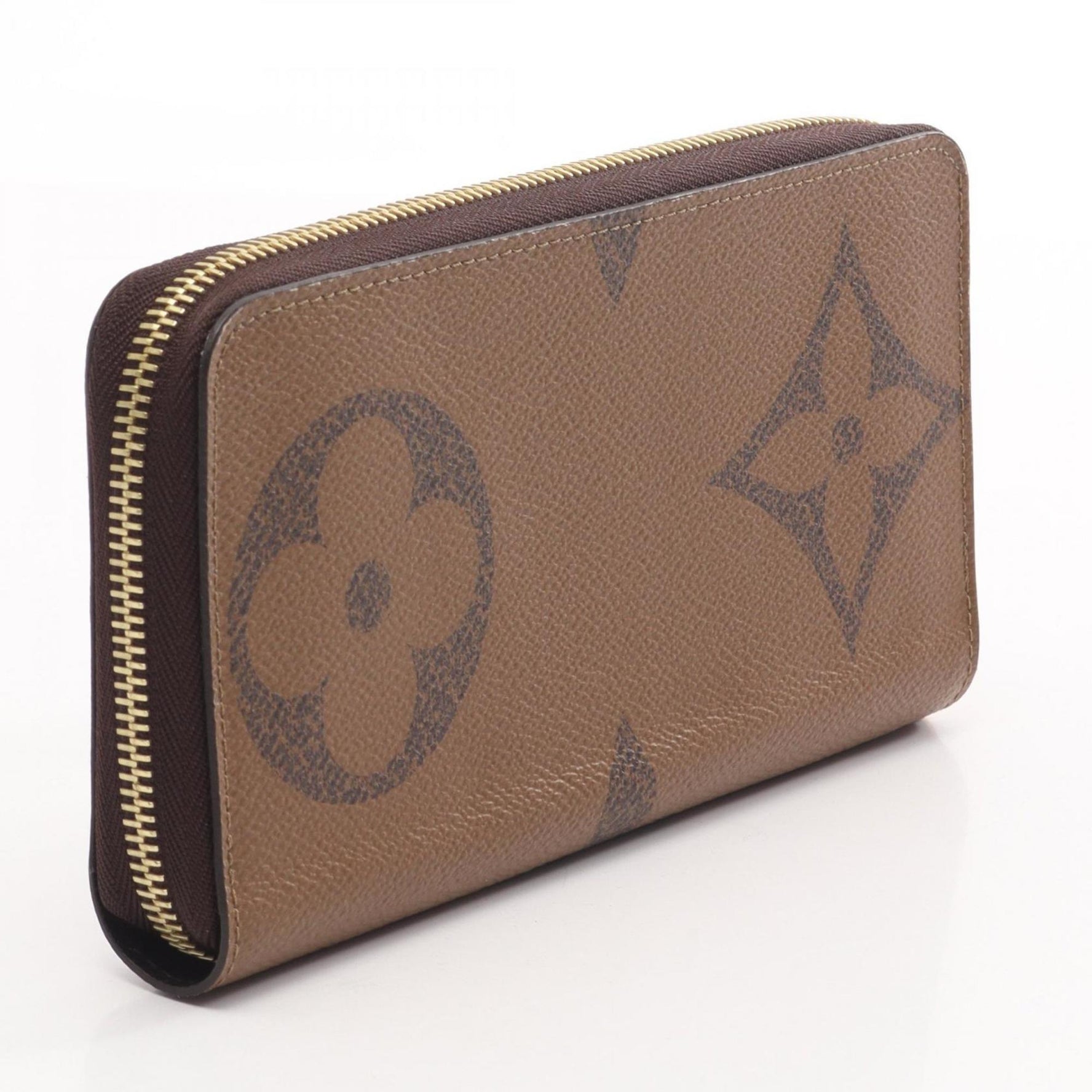Louis Vuitton Zippy Wallet, Round Long Coated Canvas and Leather, Monogram Giant Reverse, Brown
