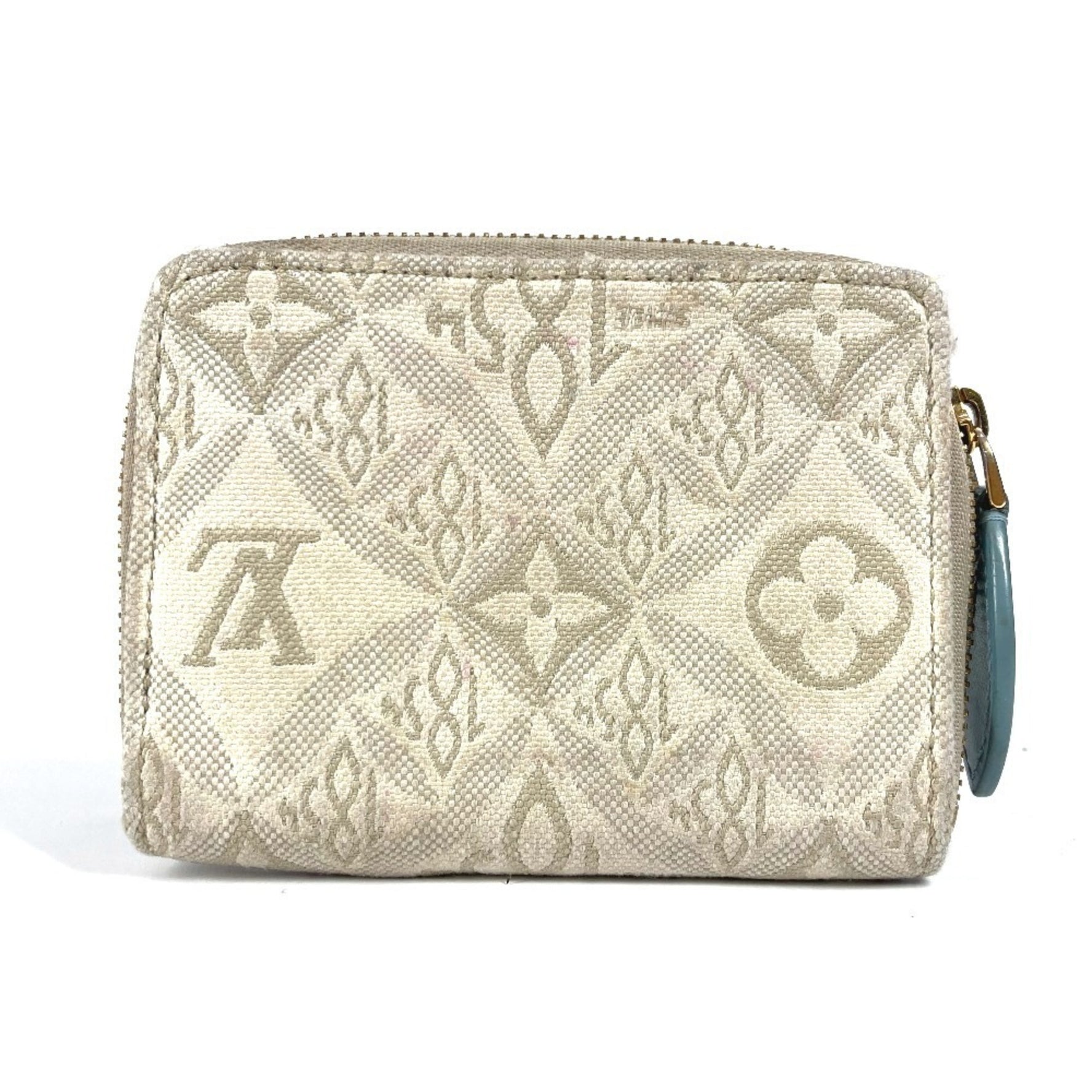 Louis Vuitton Monogram Jacquard Zipper Coin Purse Wallet Round Wallet/Coin Case Canvas Leather