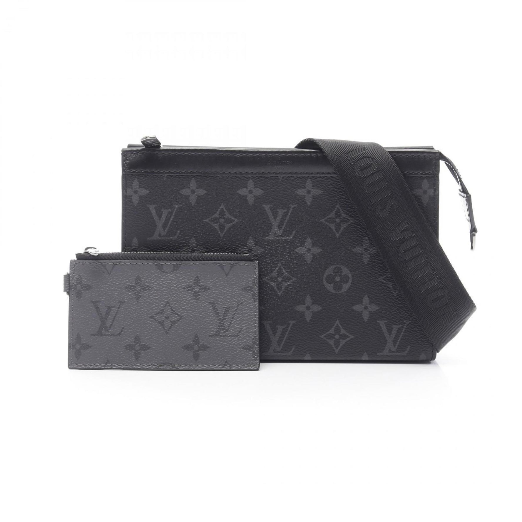 Louis Vuitton Gaston Wearable Wallet Shoulder Bag Coated Canvas Monogram Eclipse Reverse Black Grey