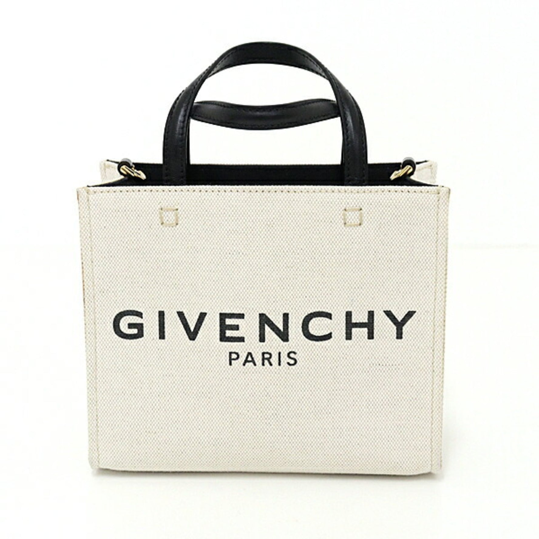 GIVENCHY G Tote Mini Beige/Black Linen & Cotton/Calf Shoulder Unused