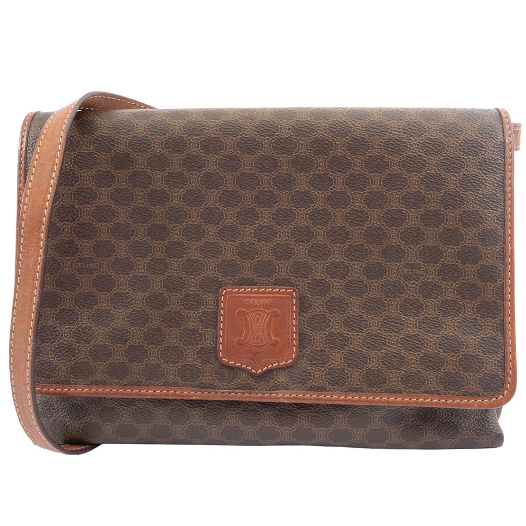 Celine Macadam Flap Shoulder Bag PVC | Leather Old 3 compartments