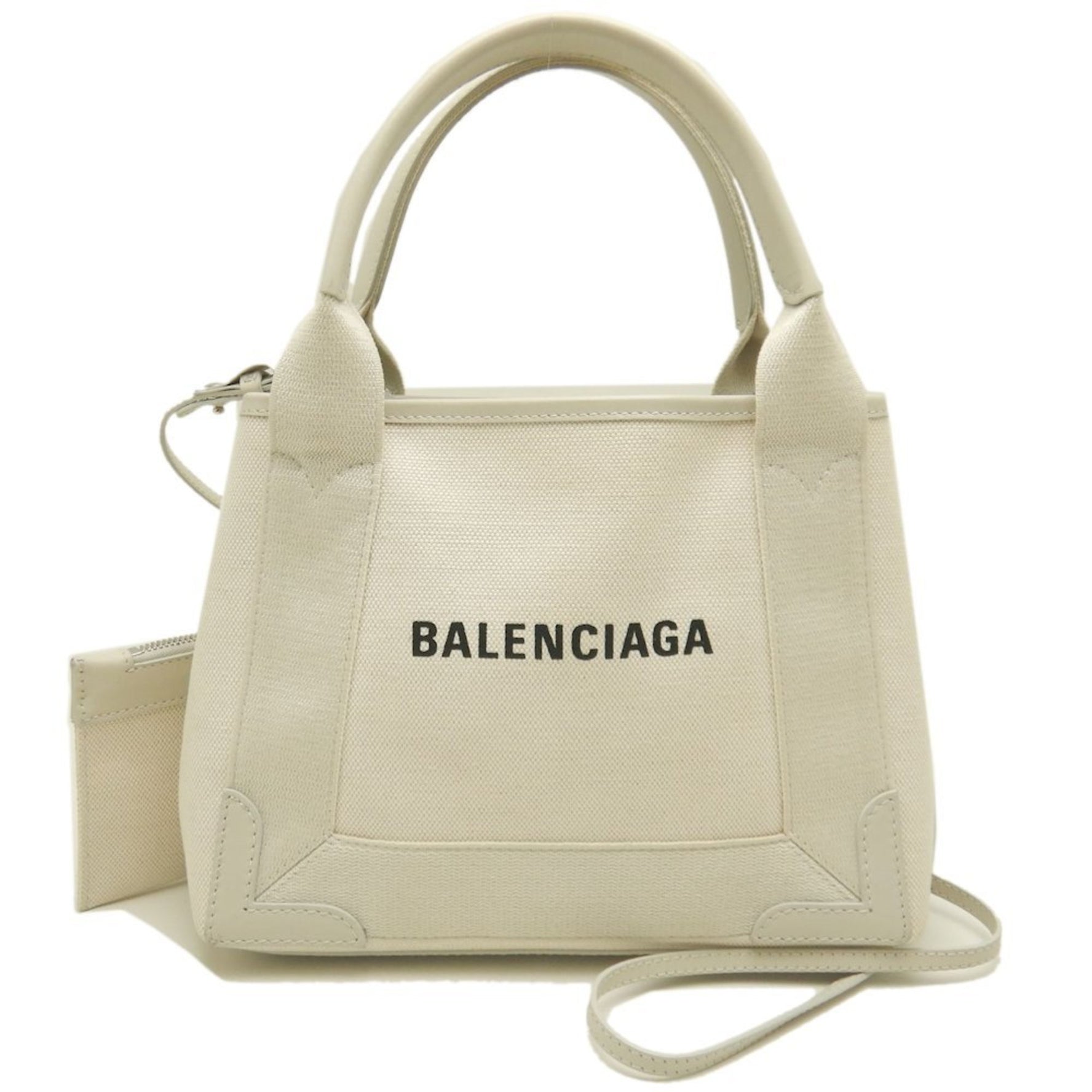 BALENCIAGA Navy Cabas XS Handbag in Canvas and Calfskin