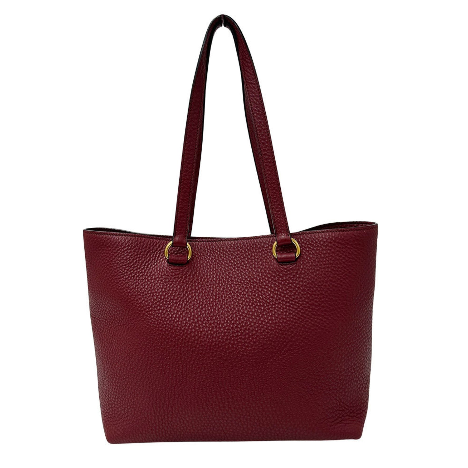 Prada Brand Tote Bag, Leather, Bordeaux, Red, Cool and Chic