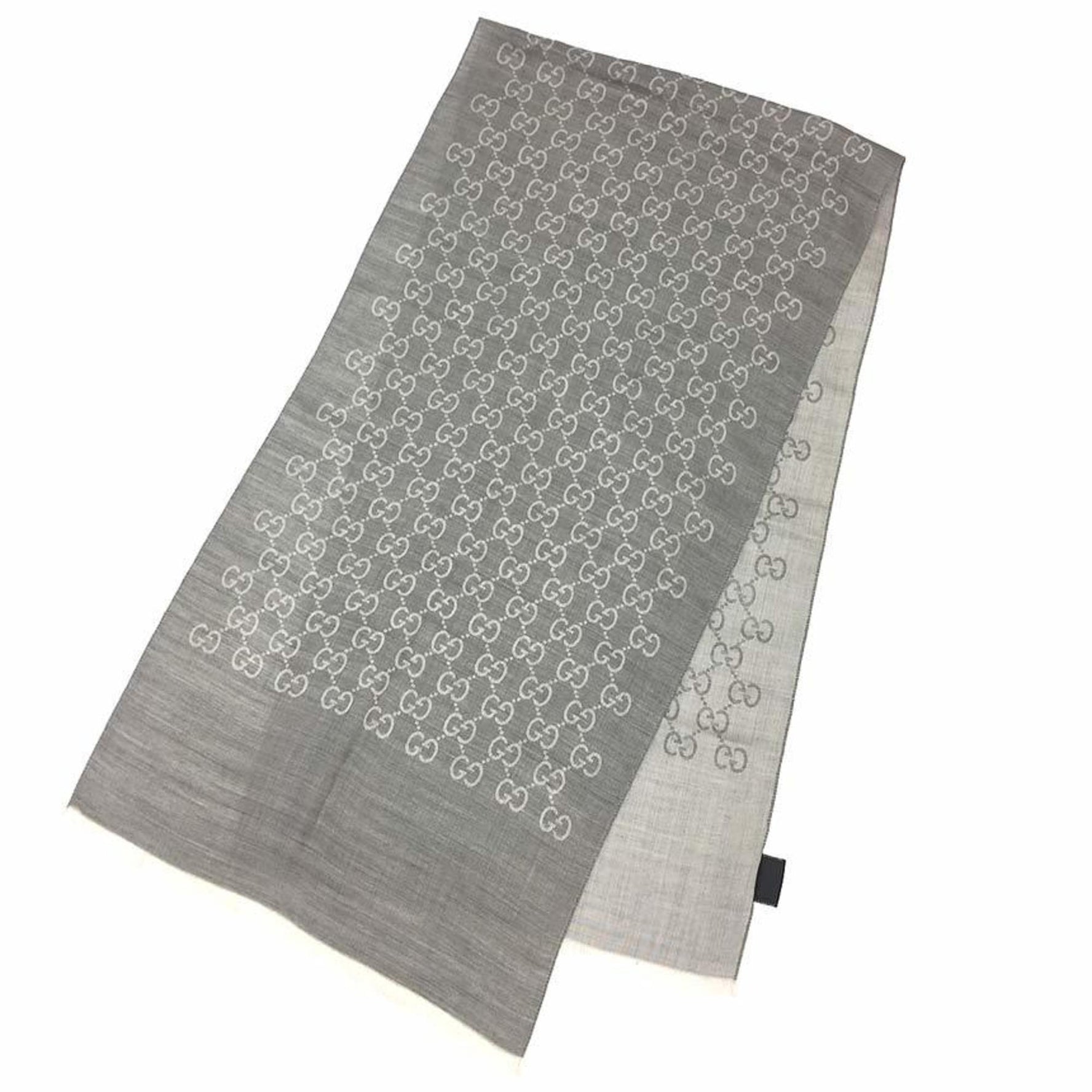 GUCCI GG pattern WG stole shawl 08.33.986 scarf wool silk grey men women