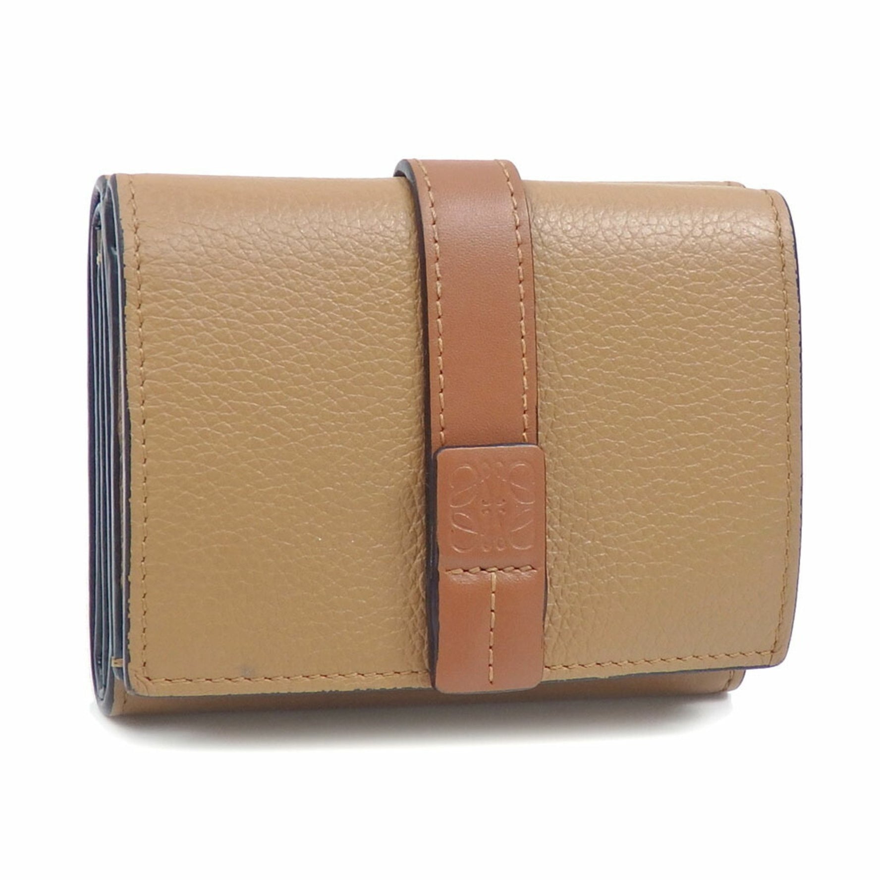 Loewe Trifold Wallet in Toffee Tan Grained Calfskin