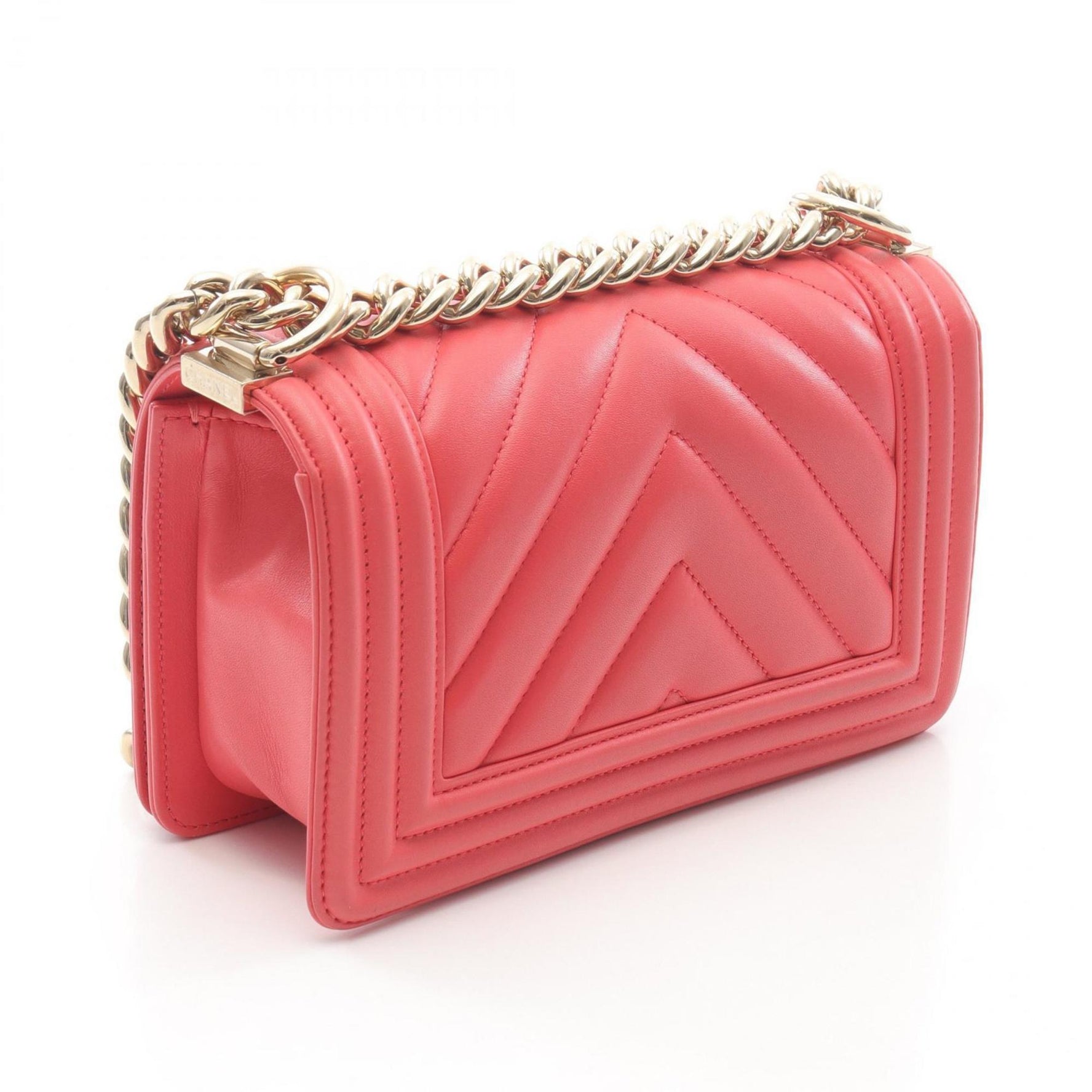 CHANEL Boy Small Chevron V-Stitch Shoulder Bag in Lambskin Leather