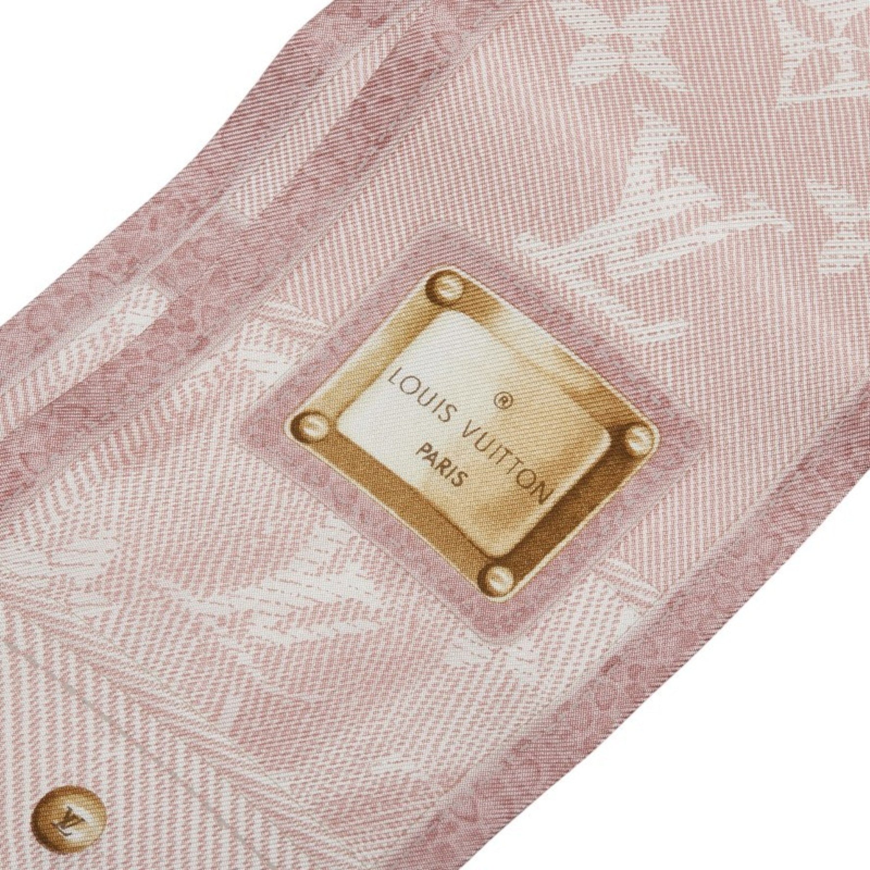 Louis Vuitton Monogram Bandeau New Denim Scarf Rose Clair Silk