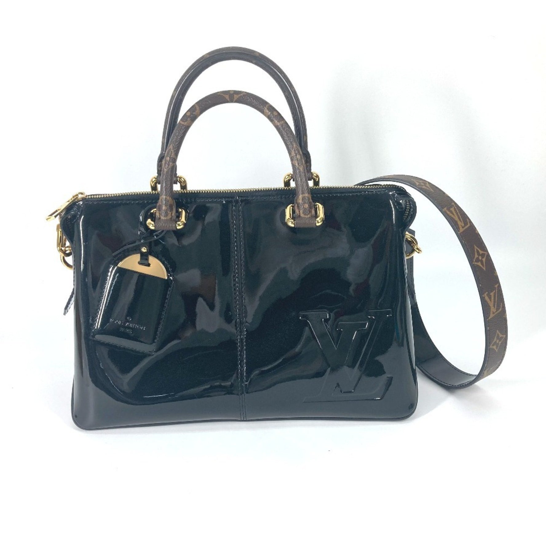 LOUIS VUITTON M54626 Vernis Tote Miroir 2-Way Bag, Shoulder Handbag, Patent Leather/Monogram Canvas, Women's, Noir Black