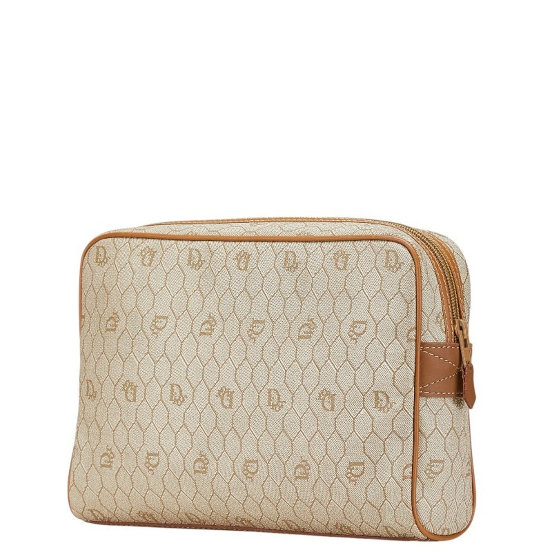 Christian Dior Dior Honeycomb Clutch Bag/Second Bag in Beige and Brown Leather