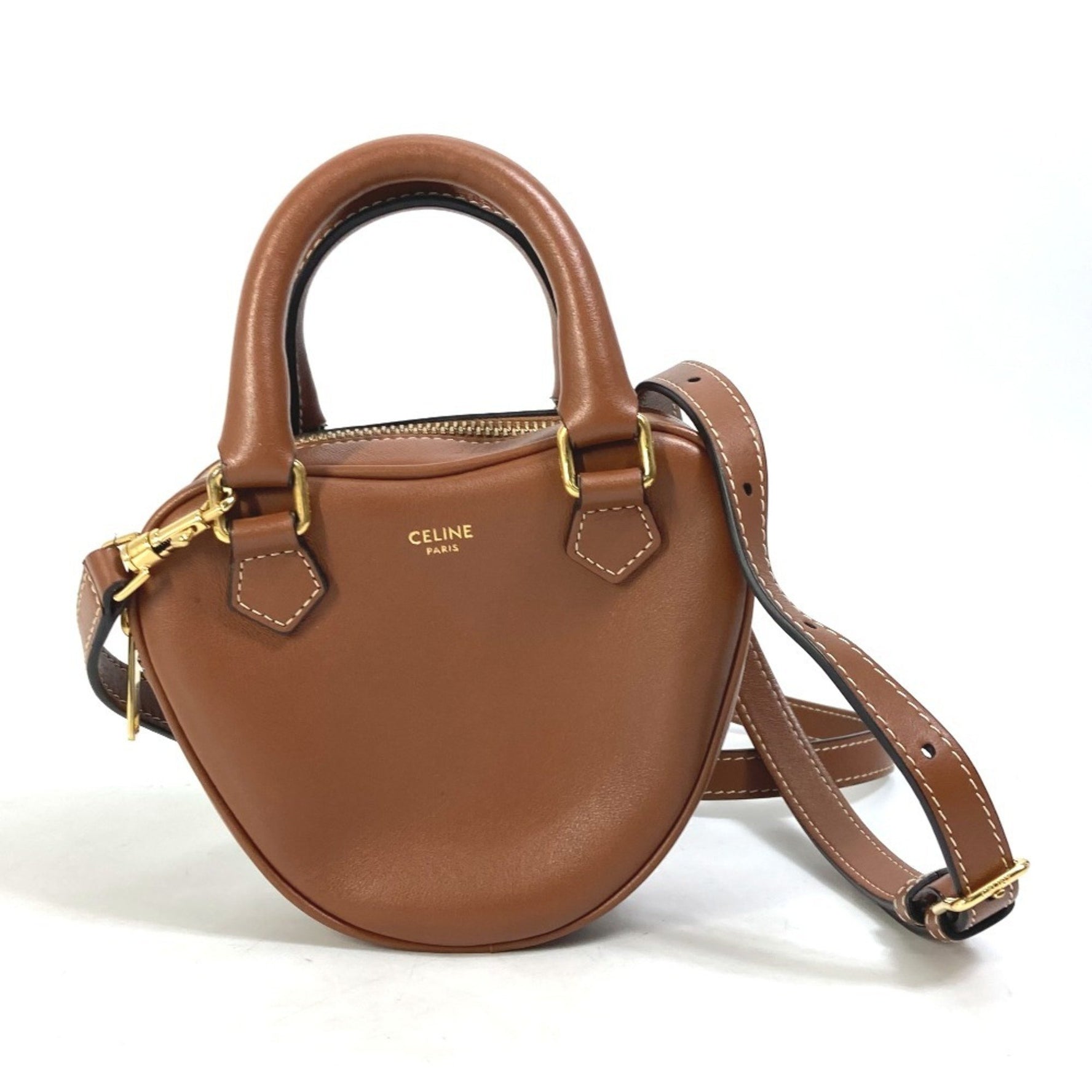 CELINE Heart Medium Logo Handbag/Pochette/Shoulder Bag in Leather