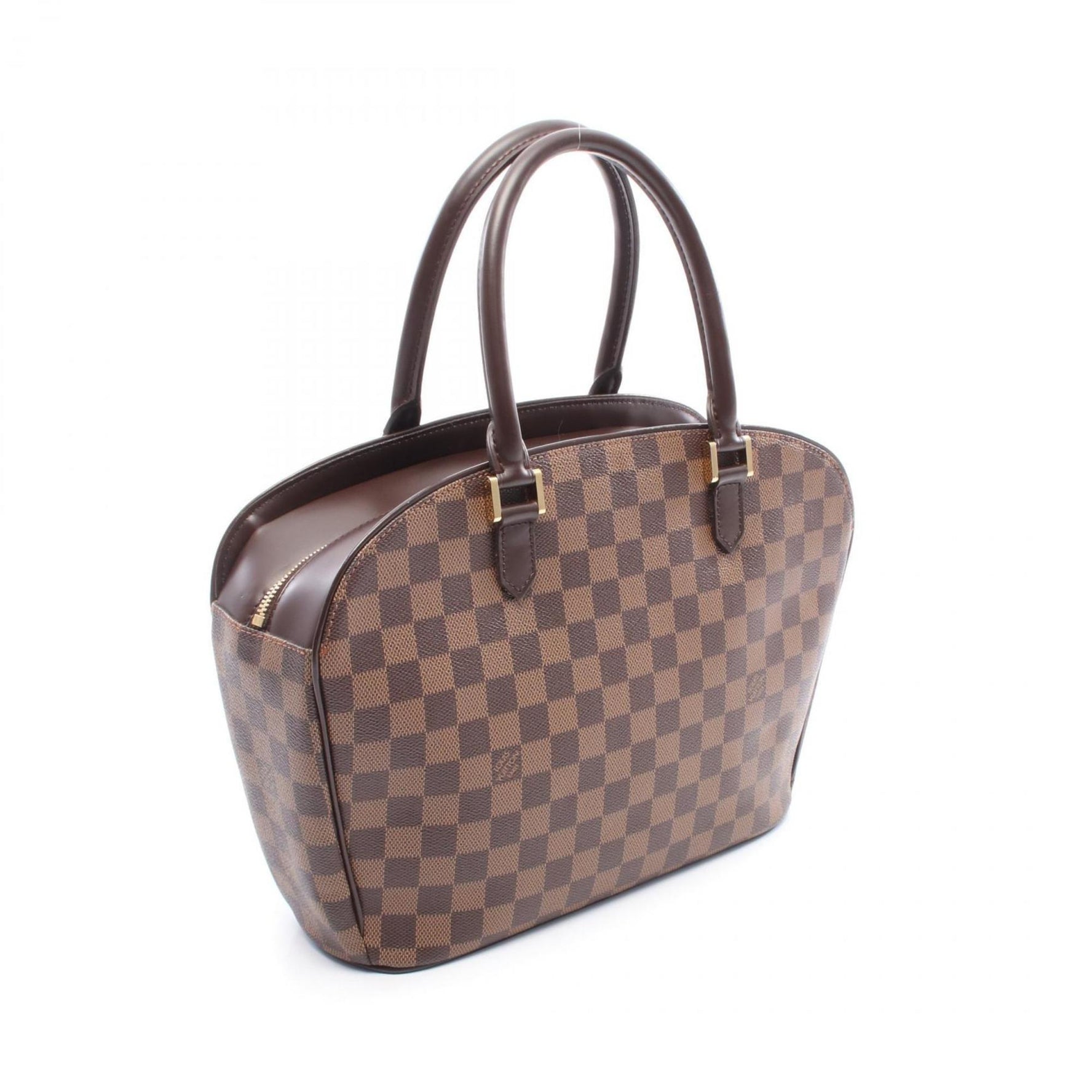 Louis Vuitton Saria Horizontal Handbag, Coated Canvas and Leather with Damier Detail, Brown