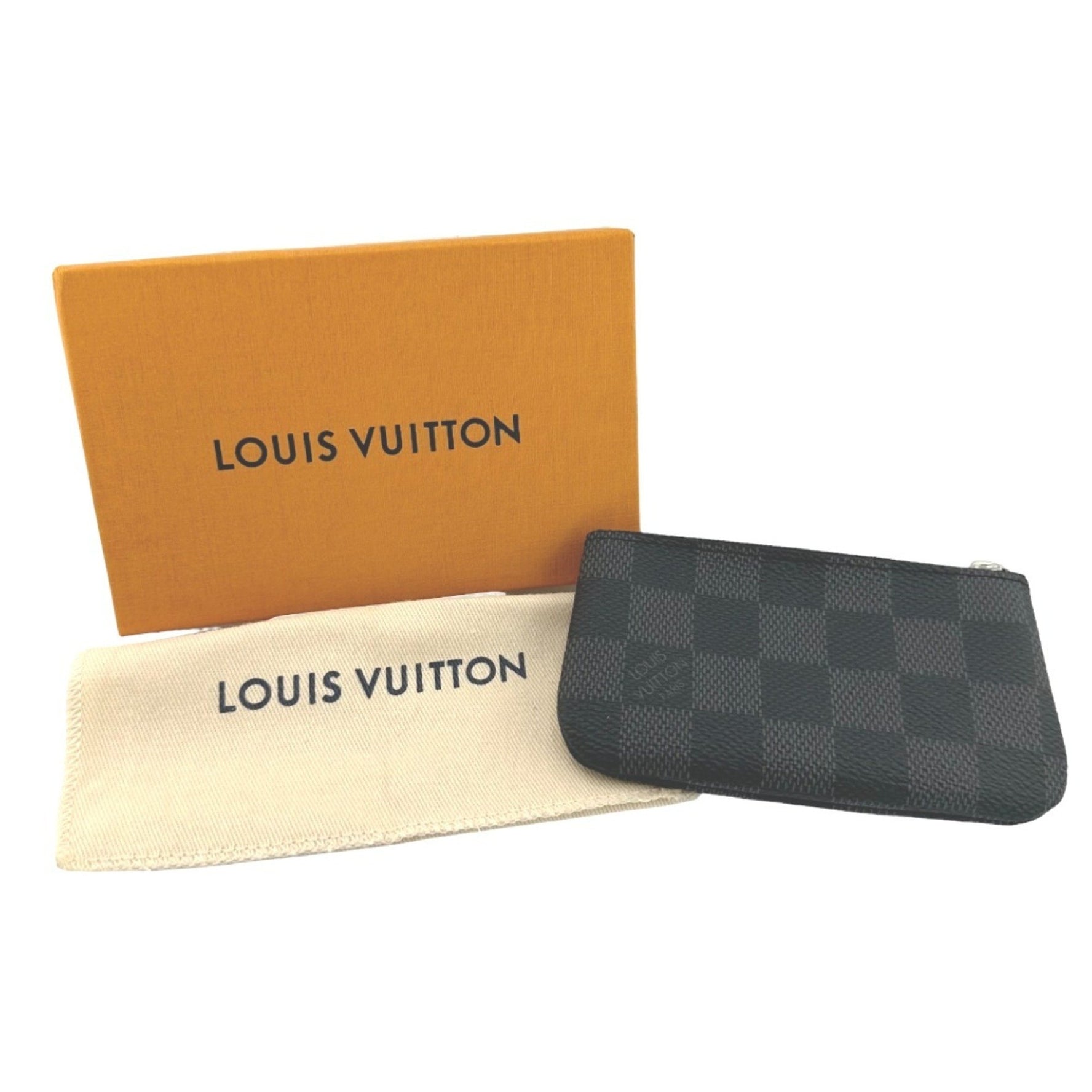 Louis Vuitton Key Case, Coin Purse and Graphite Pochette Cle, Damier Canvas Grey