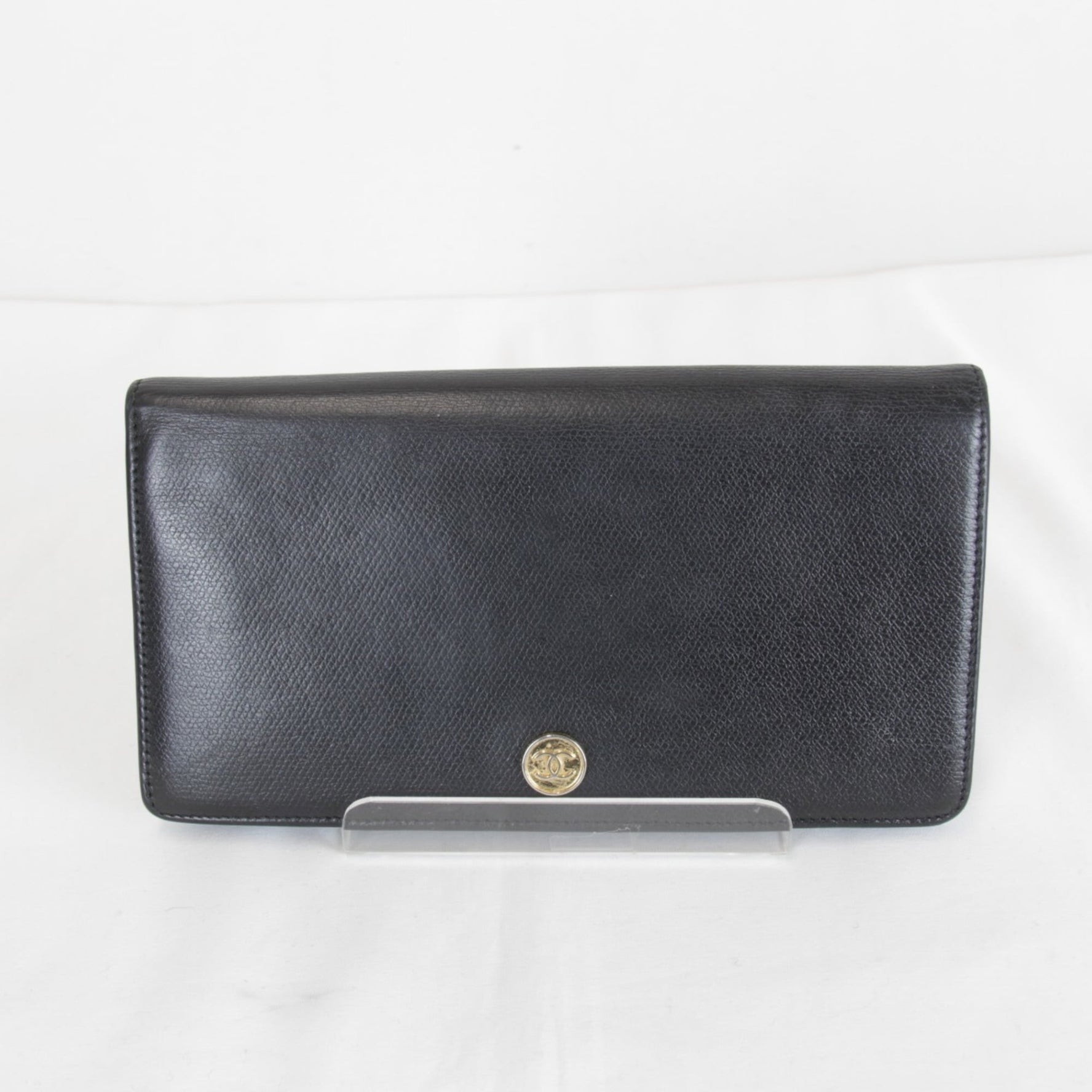 CHANEL Coco Button Bifold Long Wallet, Leather