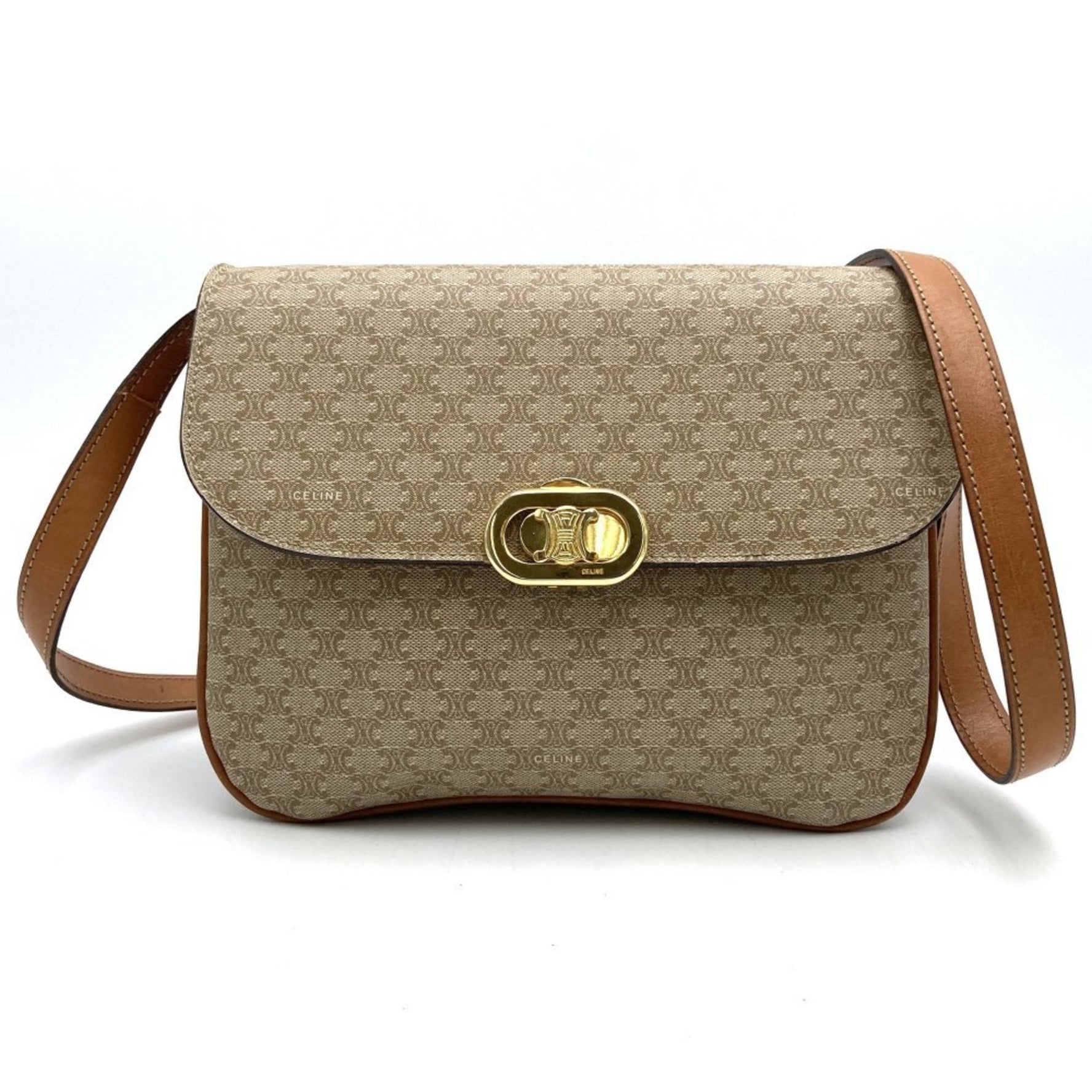 CELINE Macadam Shoulder Bag Leather