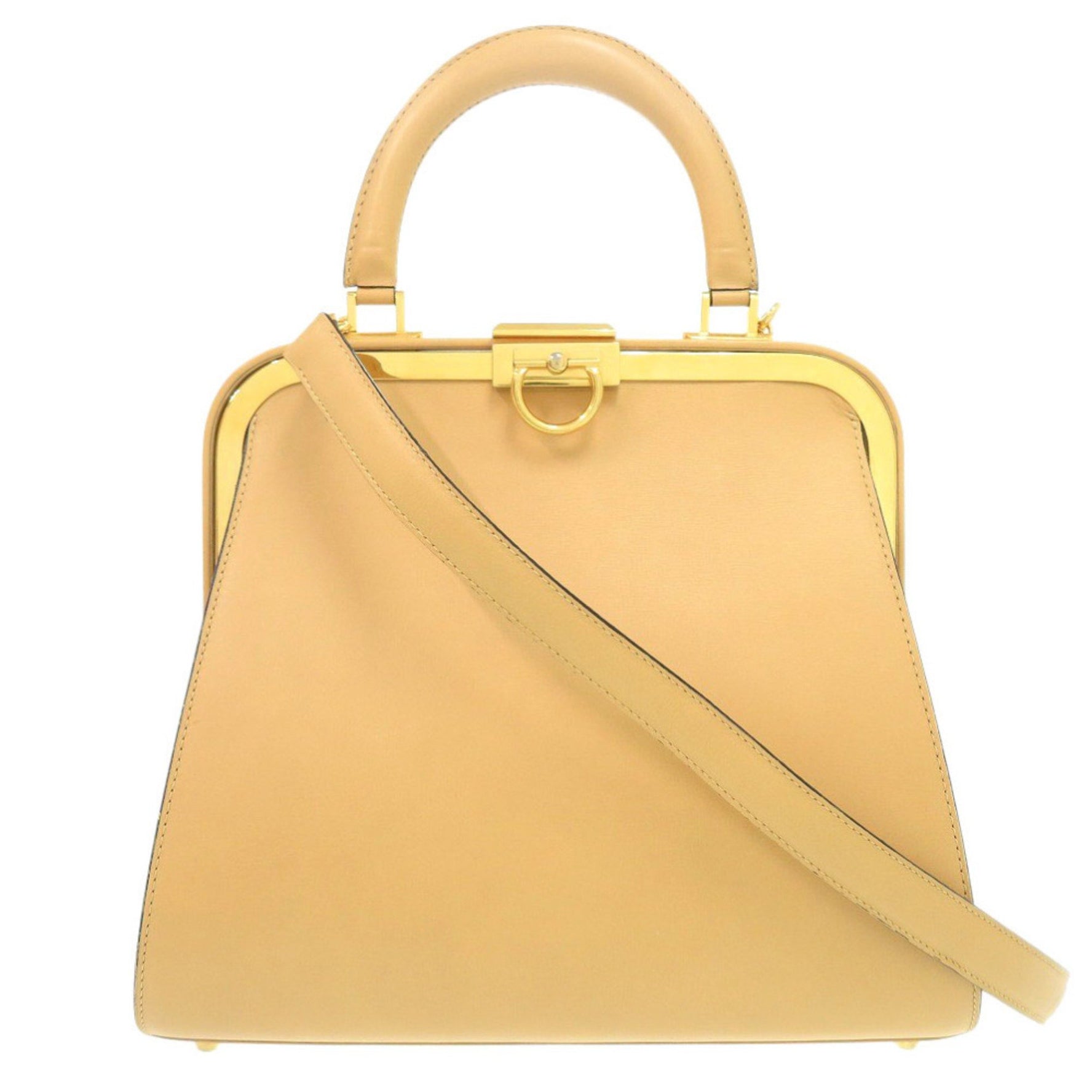 Christian Dior Vintage Leather Shoulder Bag with Gold Hardware and Clasp Closure, 0697