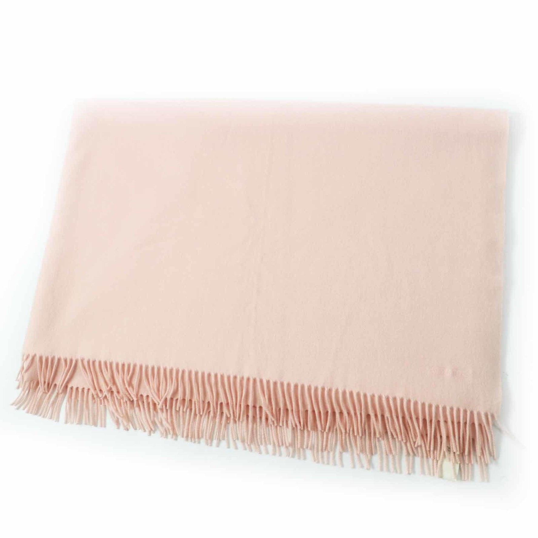 HERMES 100% Cashmere Shawl with Embroidered Logo, Extra Large, Baby Pink, Made in Italy