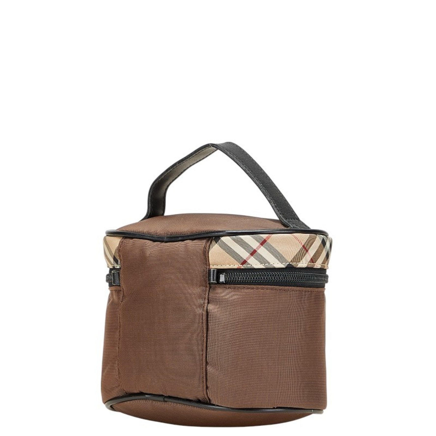 Burberry Nova Check Pouch Vanity Bag in Brown and Black Canvas Leather