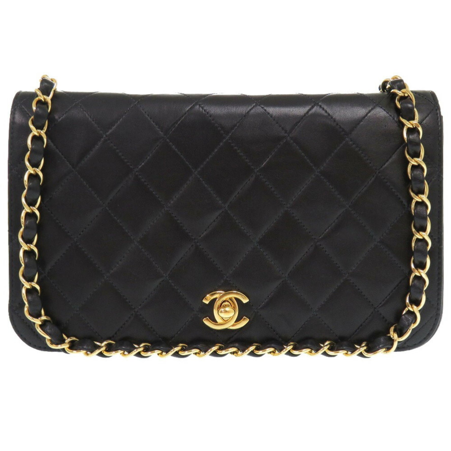 Chanel Matelasse Lambskin Series Gold Chain Shoulder Bag Coco Mark 0173