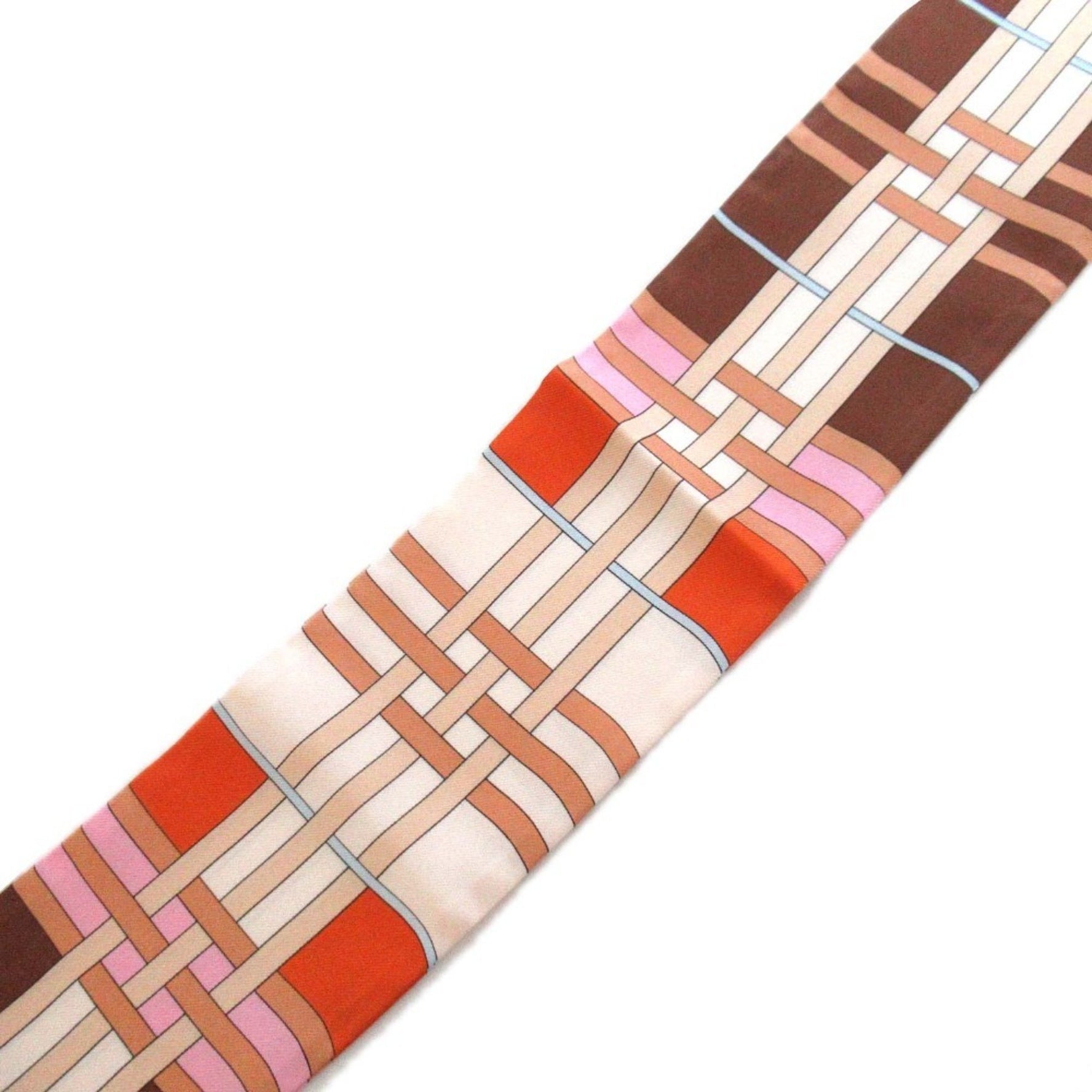 BURBERRY 100% Silk Abstract Check Slim Scarf/Muffler Multicolor Men's Women's