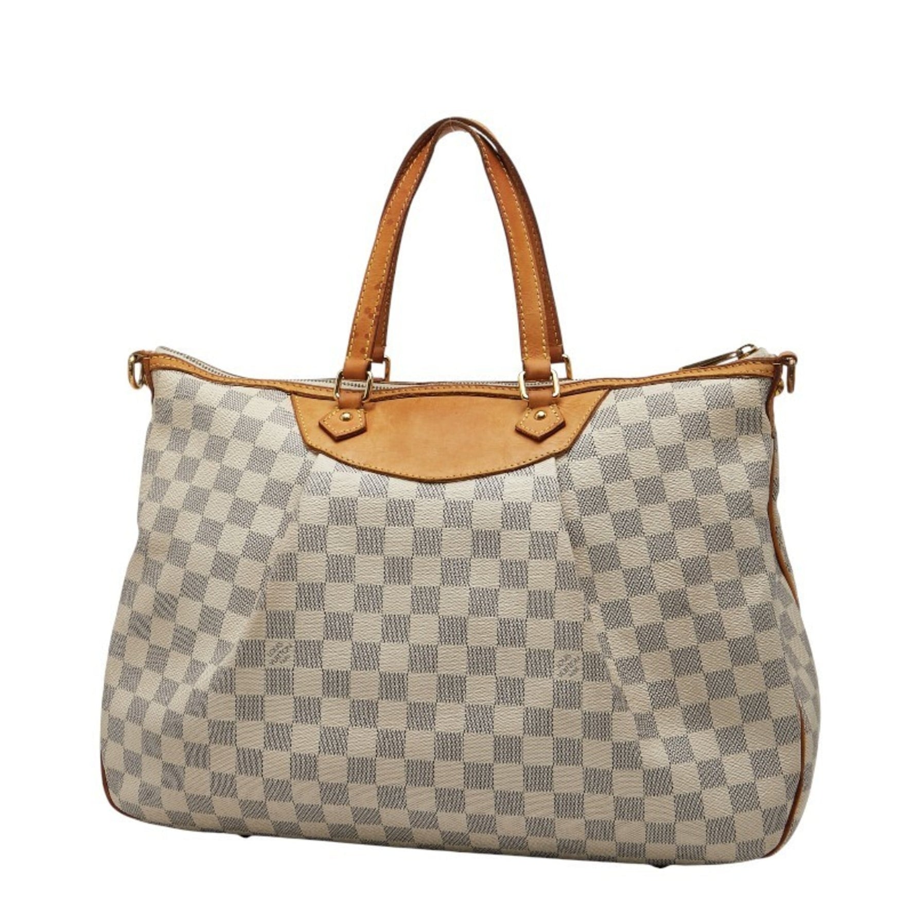 Louis Vuitton Damier Azur Siracusa GM Handbag/Shoulder Bag, White Leather, LOUIS VUITTON