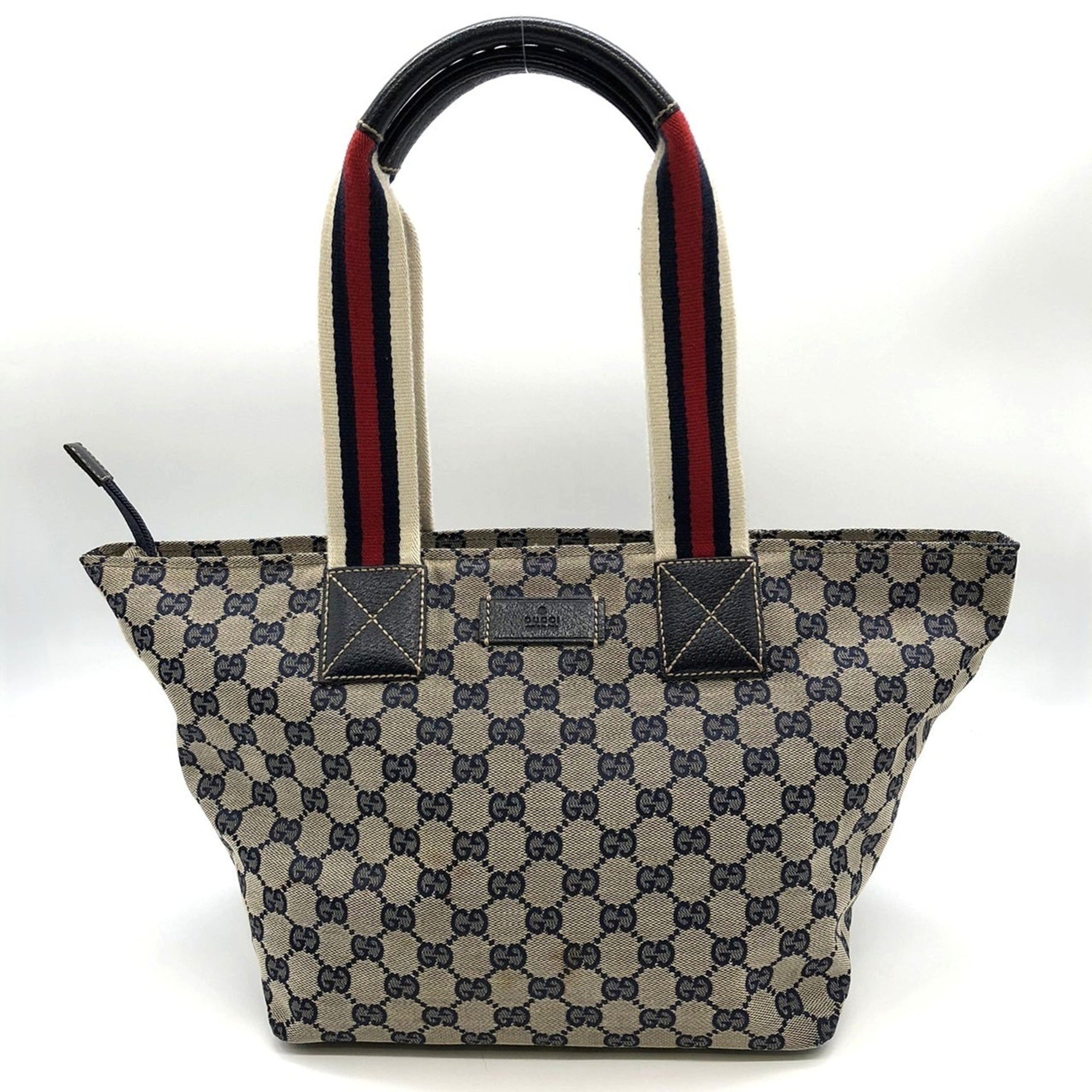GUCCI Tote Bag GG Canvas Leather Sherry Line