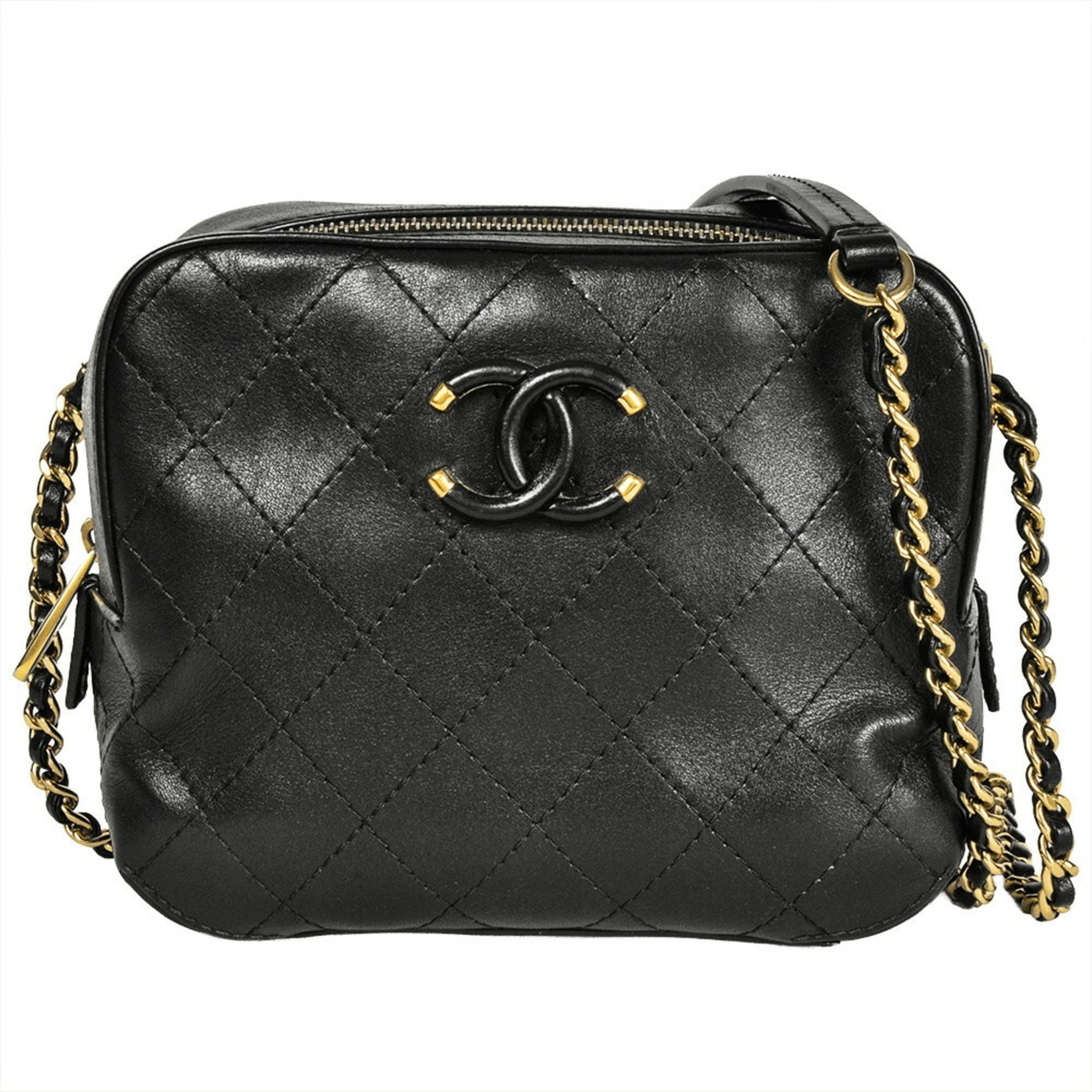 CHANEL Matelasse Chain Shoulder Bag, Leather, serial number 27, Coco Mark