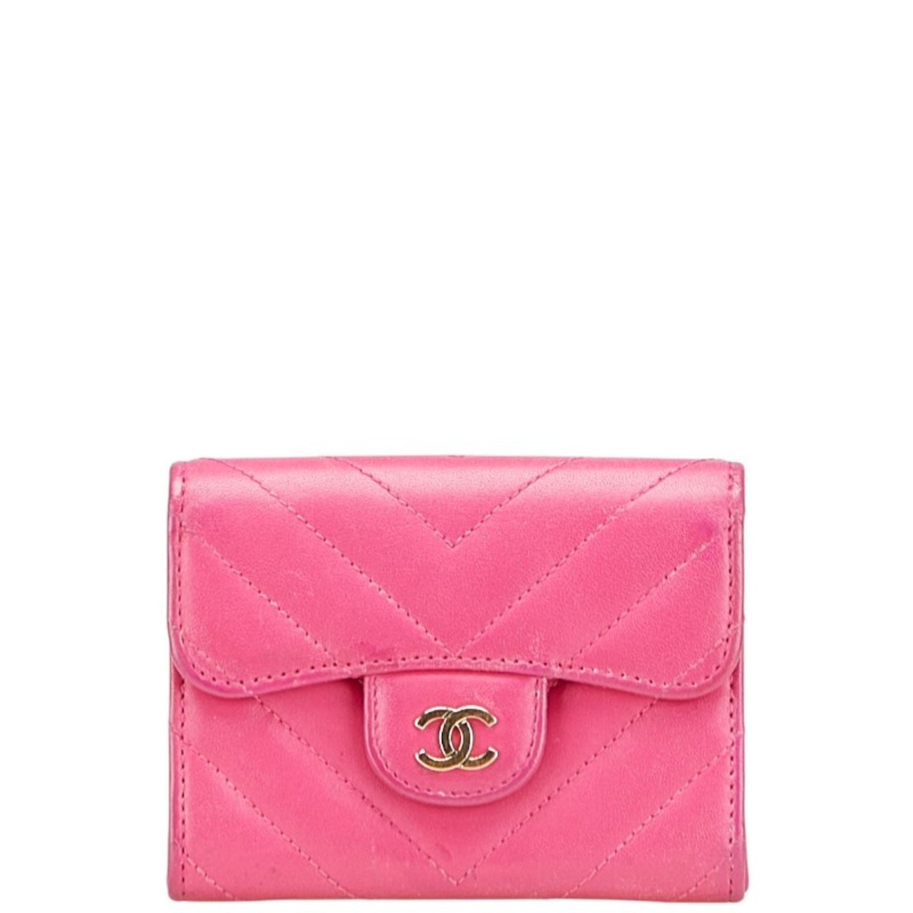 CHANEL Coco Mark V-Stitch Wallet/Coin Case/Business Card Case/Card Case Lambskin