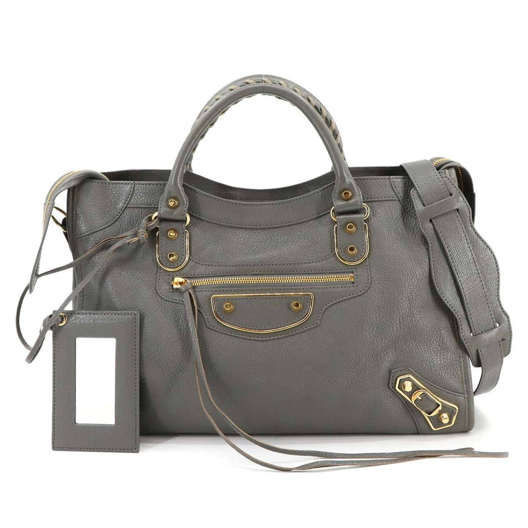 Balenciaga Classic Metallic Edge City hand/shoulder bag in grey leather