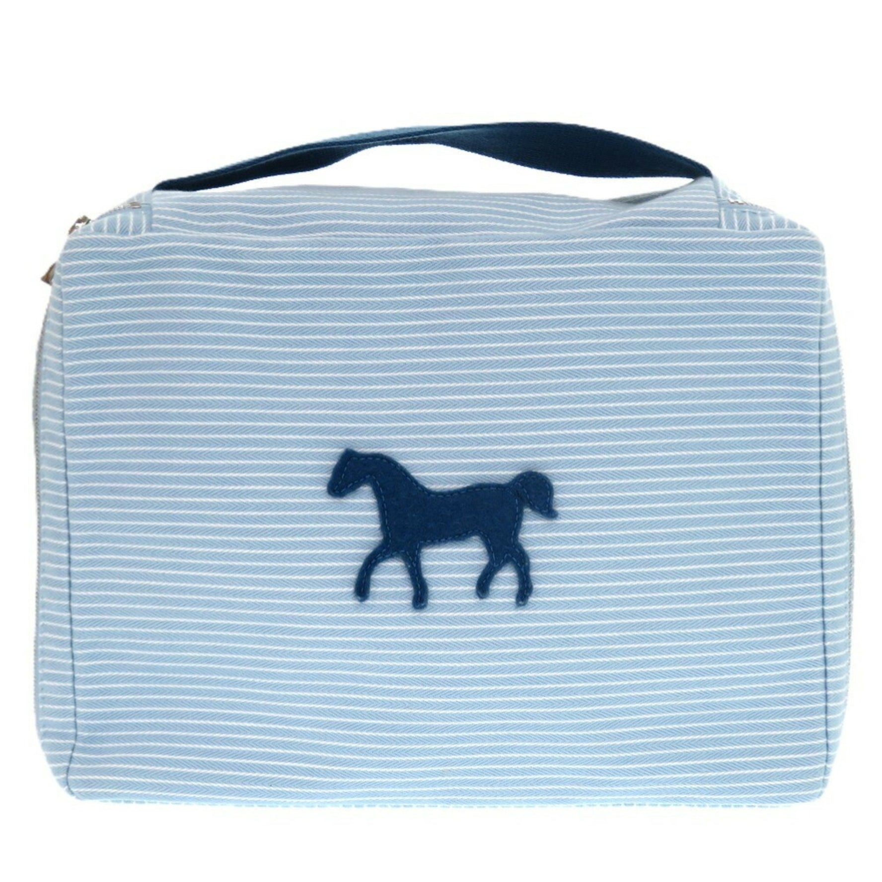 Hermes Like new Hermès Cabriole To-Go MM cotton pouch in white and blue. 1009.