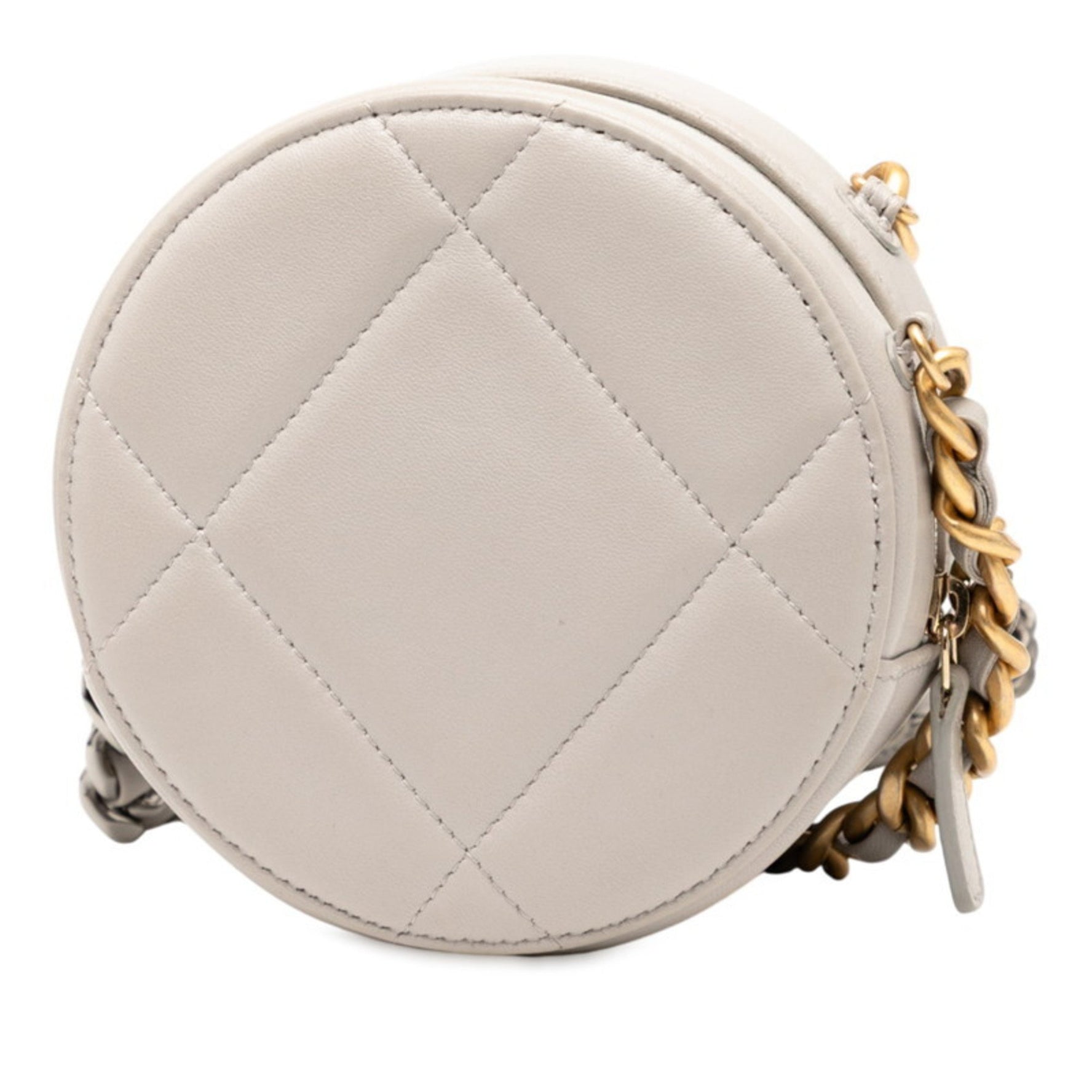 CHANEL 19 Round Chain Shoulder Bag Lambskin with Gold Hardware