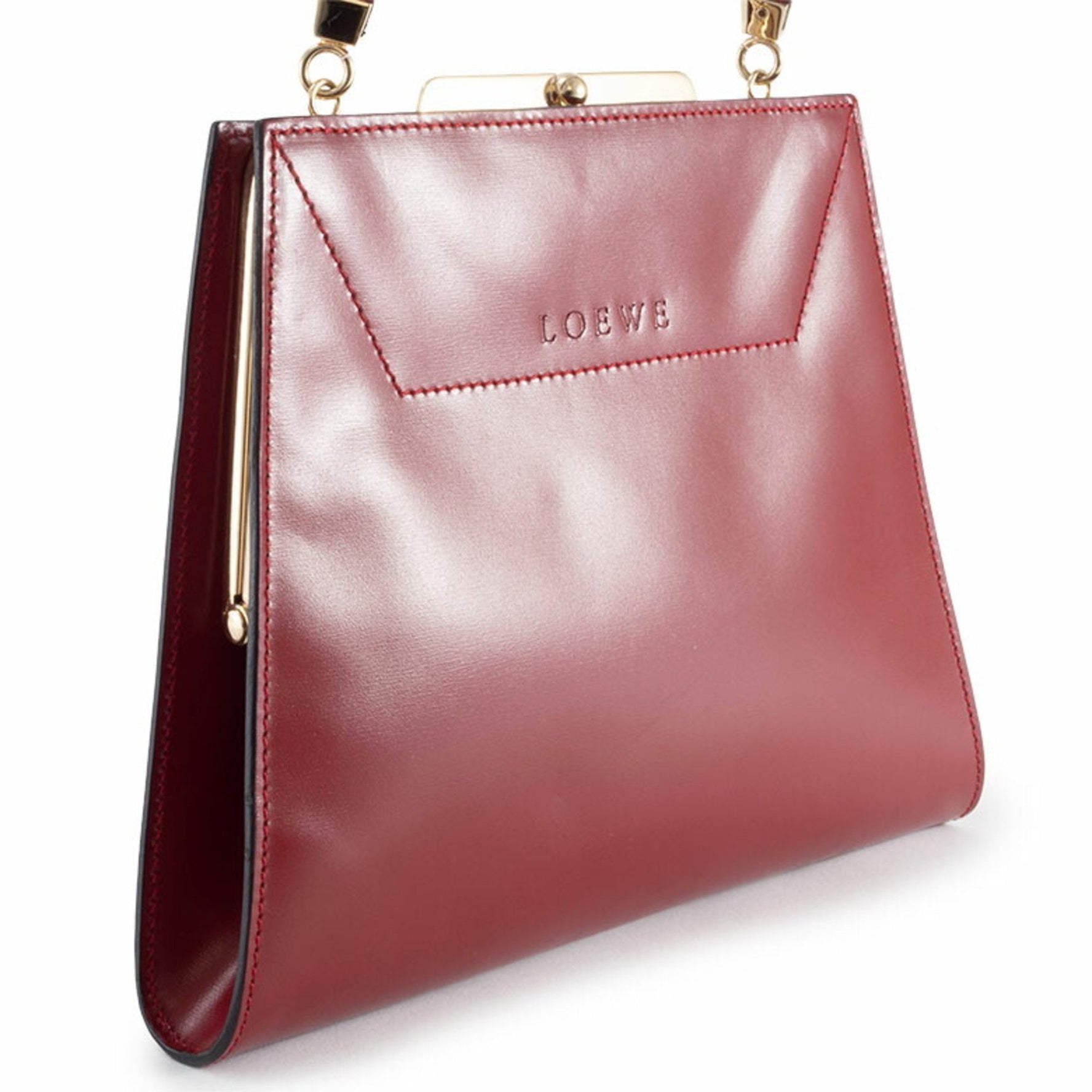 LOEWE Red Leather Trapezoid Mini Handbag