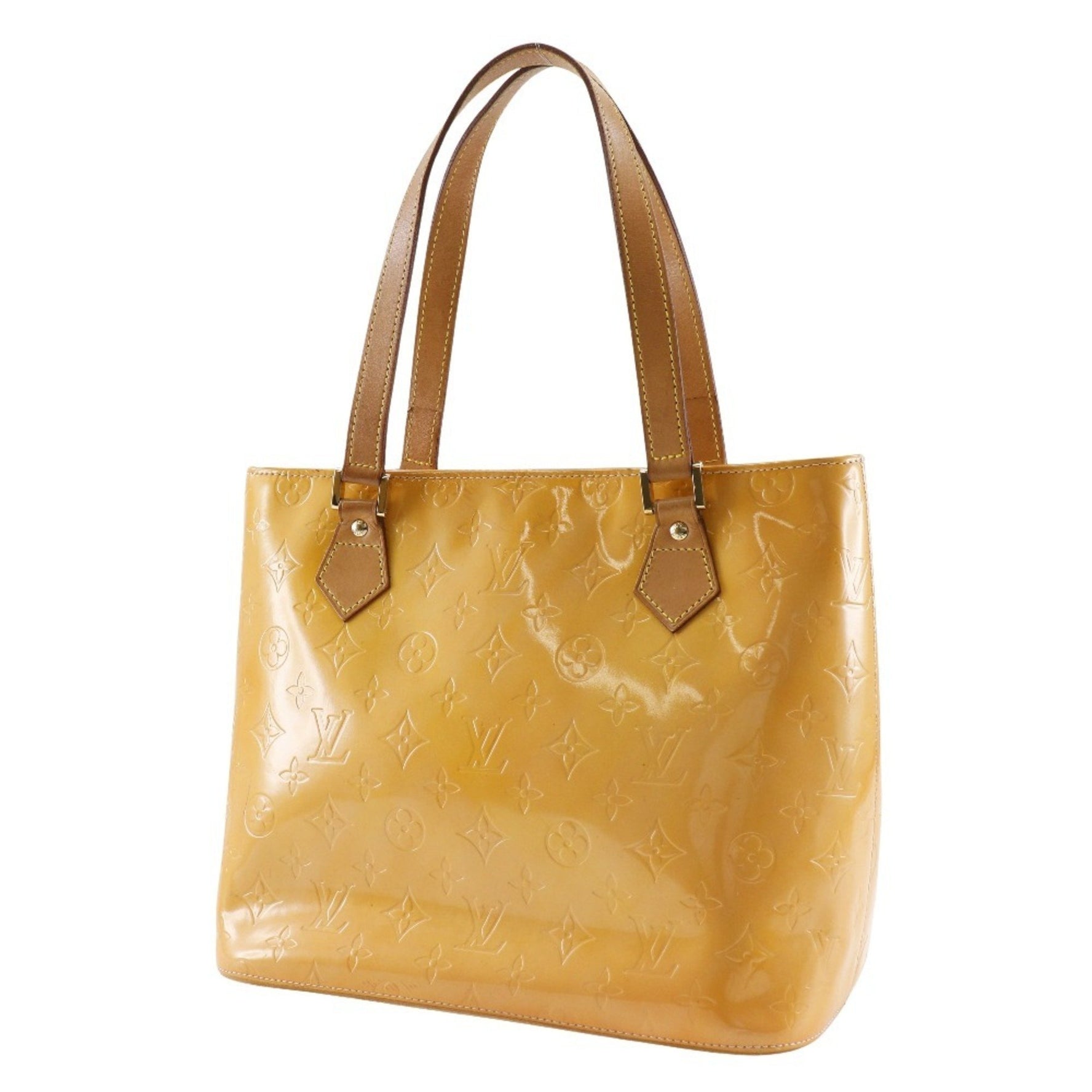 Louis Vuitton Houston Tote Bag Monogram Vernis Rose 1999 Yellow Zipper