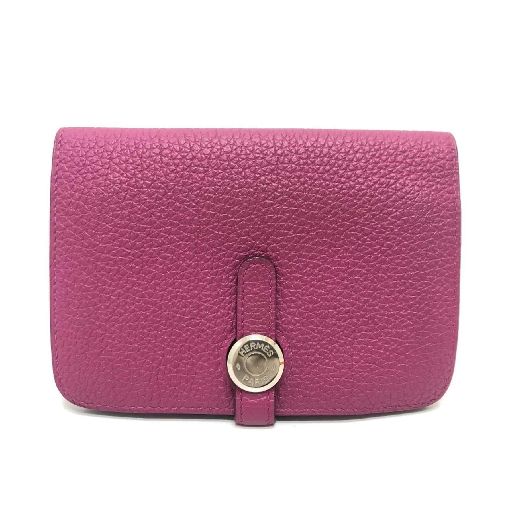 HERMES Dogon Compact Folding Wallet Bi-fold Taurillon Clemence (Estimated) Rose Purple