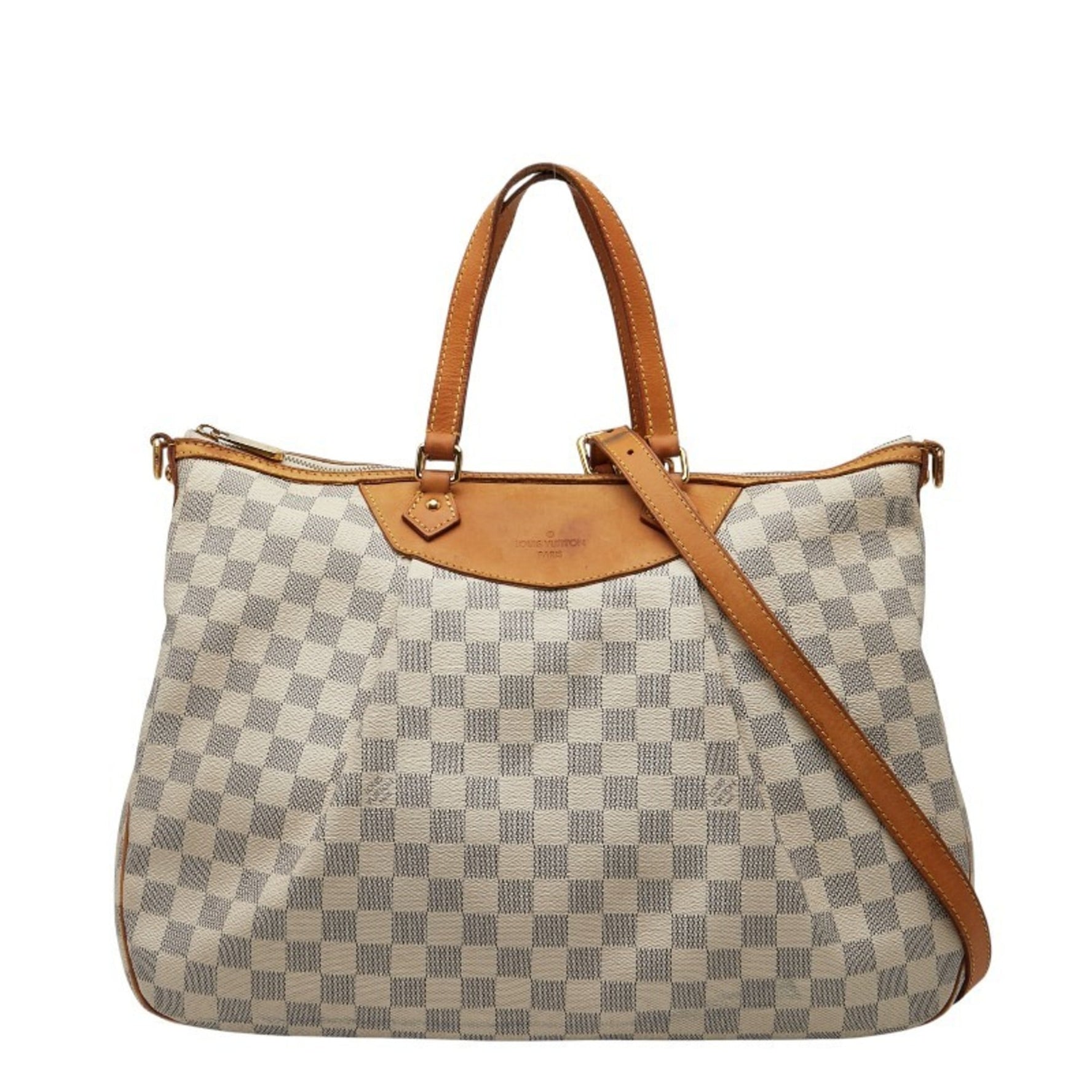 Louis Vuitton Damier Azur Siracusa GM Handbag/Shoulder Bag, White Leather, LOUIS VUITTON