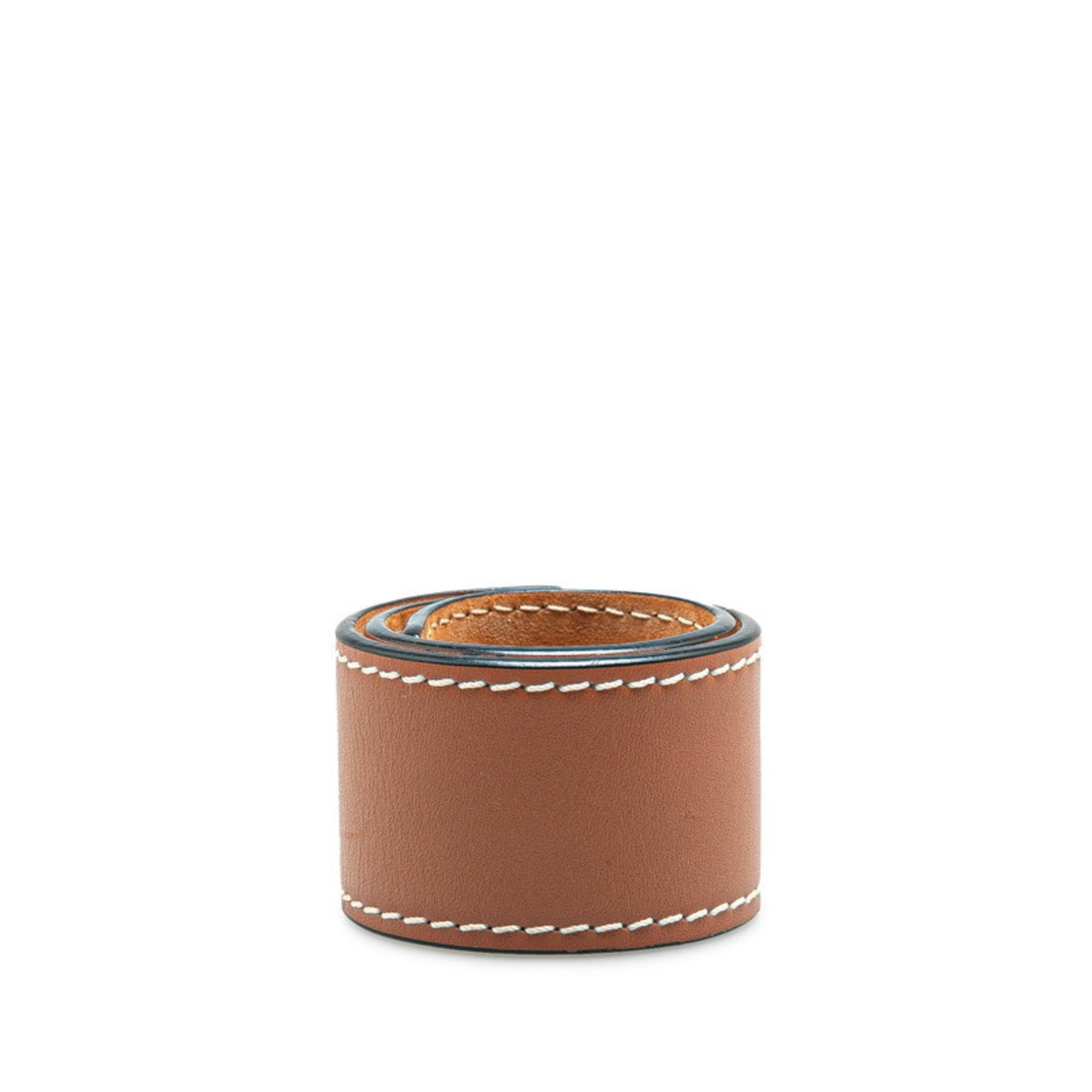 LOEWE Anagram Slap Bracelet Small Bangle Brown Leather Women's