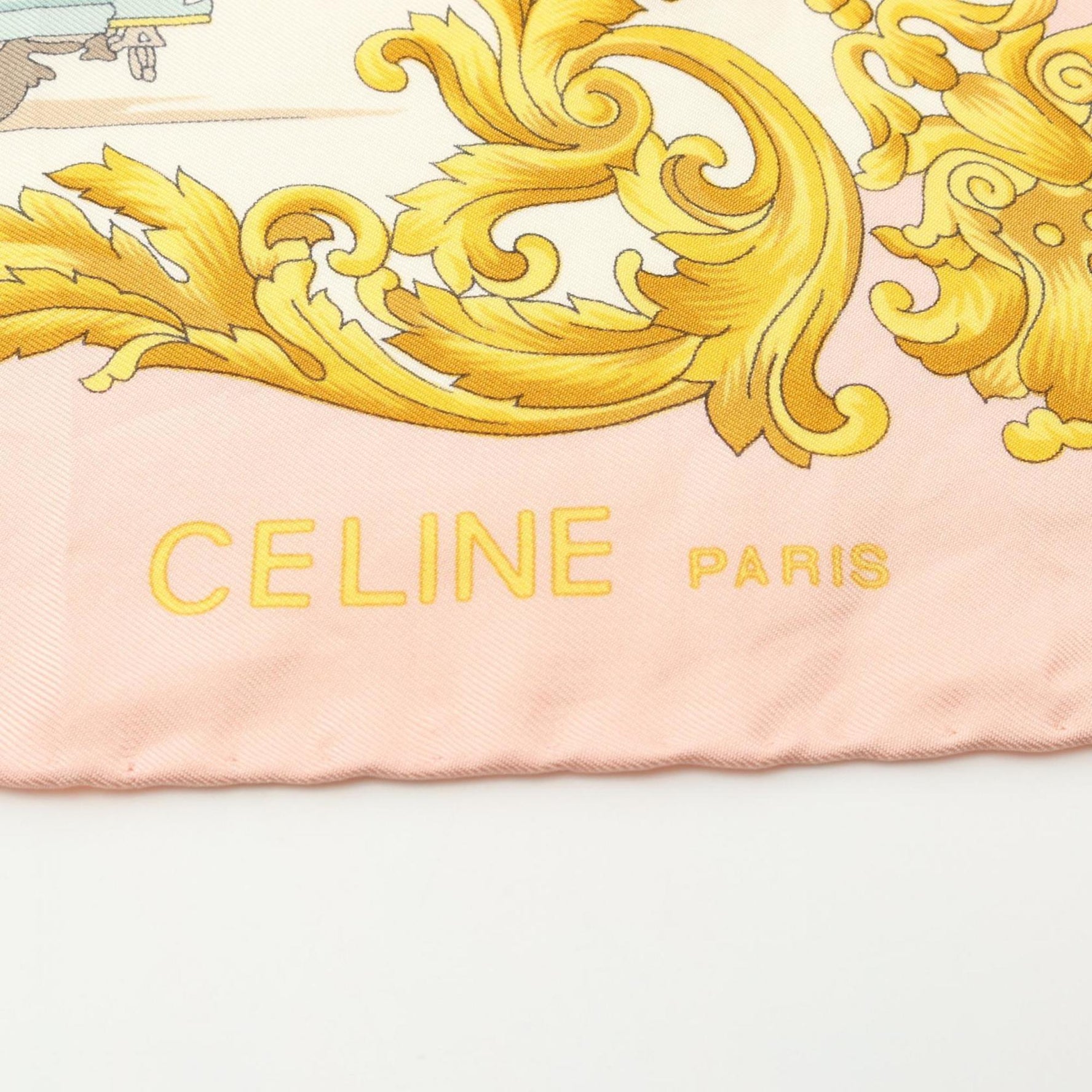Celine Silk Scarf in Ivory, Pink, and Multicolor