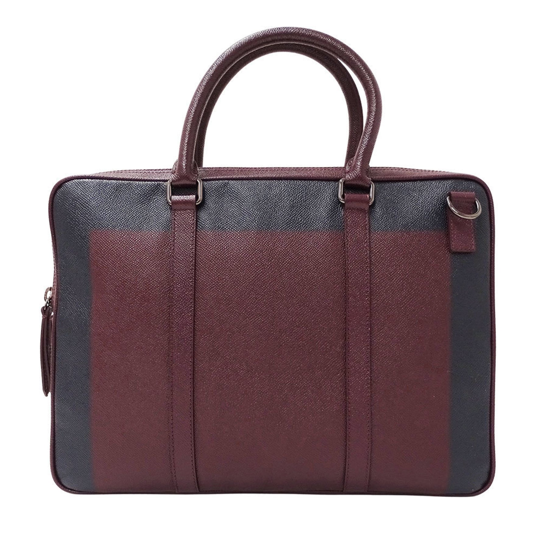 Burberry Leather Business Bag in Bordeaux and Navy. Perfect for Handbags, Shoulder Bags, or Commuting.