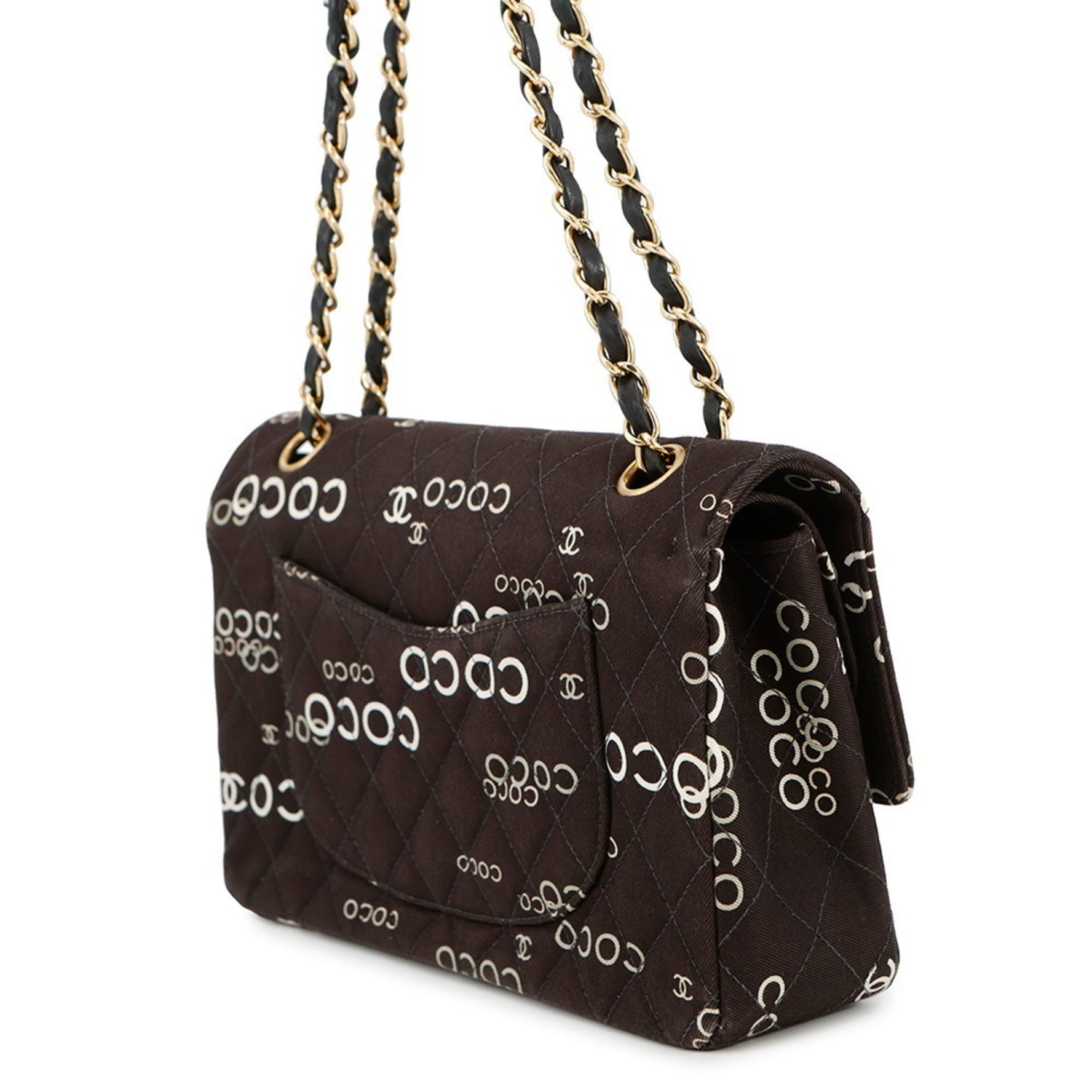 Chanel Chain Shoulder Bag, Coco Print, Matelasse 25, Mark, Double Chain, Canvas