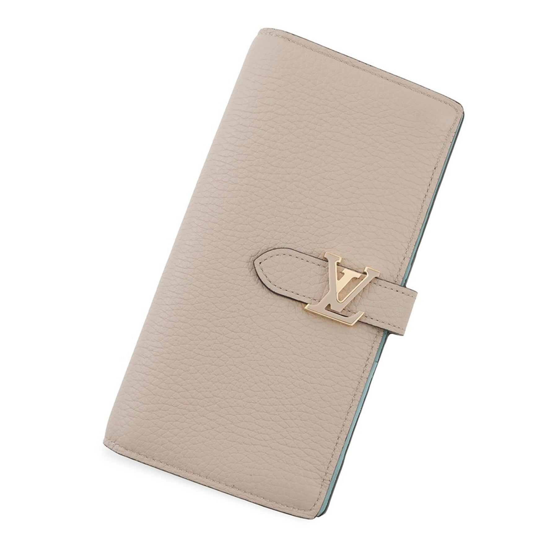 Louis Vuitton Taurillon Leather Long Wallet LV Vertical LOUIS VUITTON Greige