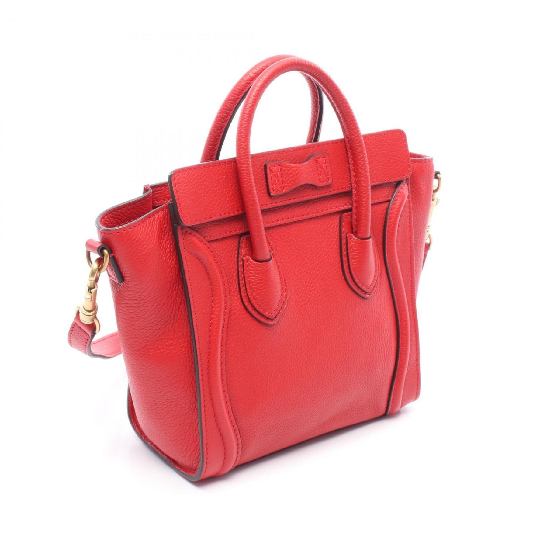 Celine Luggage Nano Shopper Handbag, Leather, Red