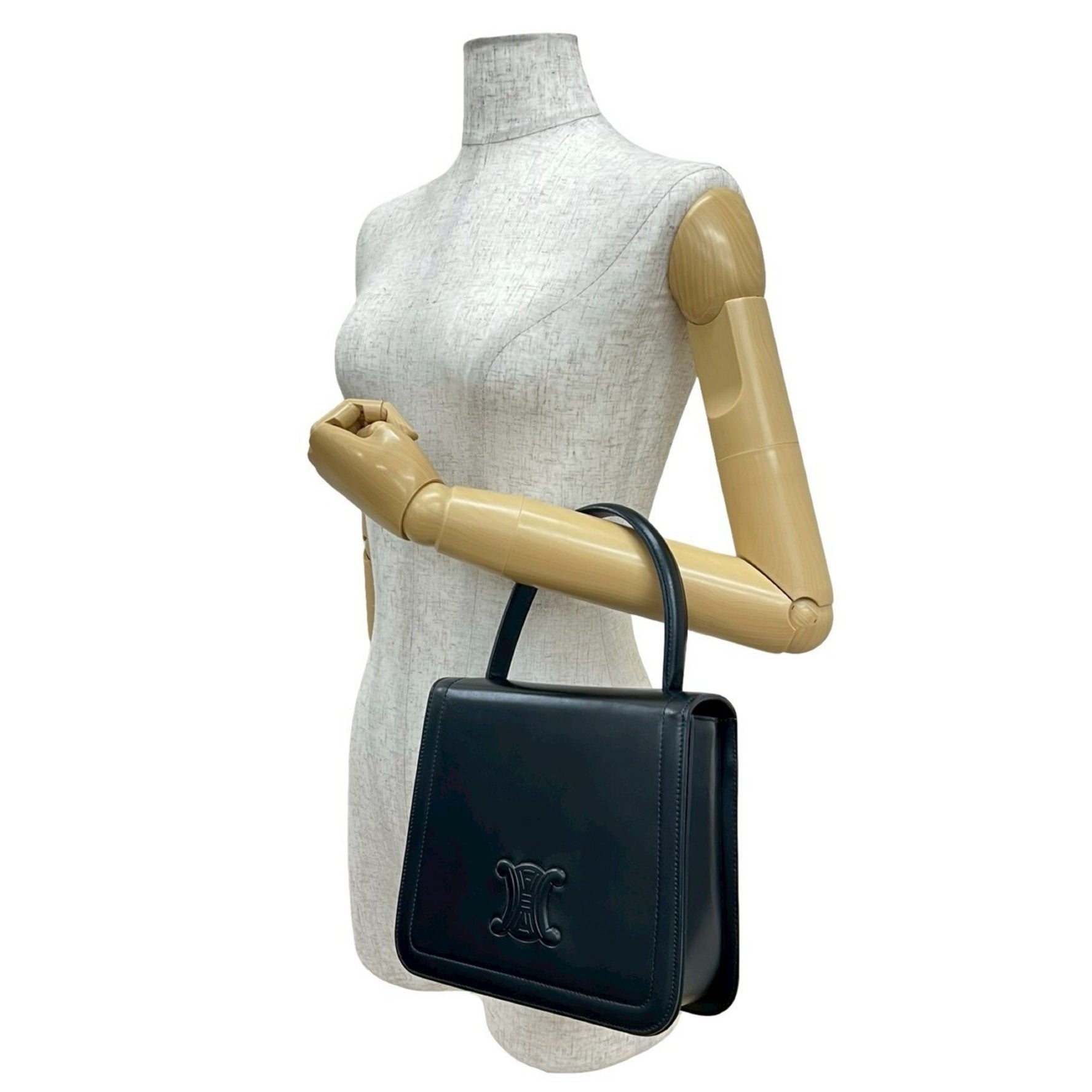 CELINE Old Triomphe Logo Calf Leather Handbag Mini Tote Bag