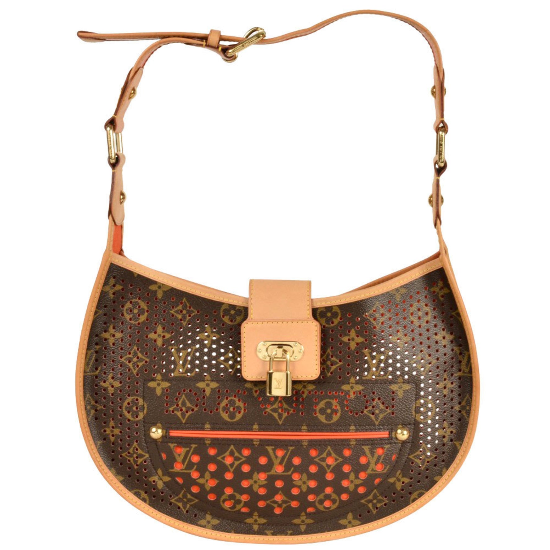 Louis Vuitton Perfor Demi Lune Shoulder Bag Monogram Canvas Orange