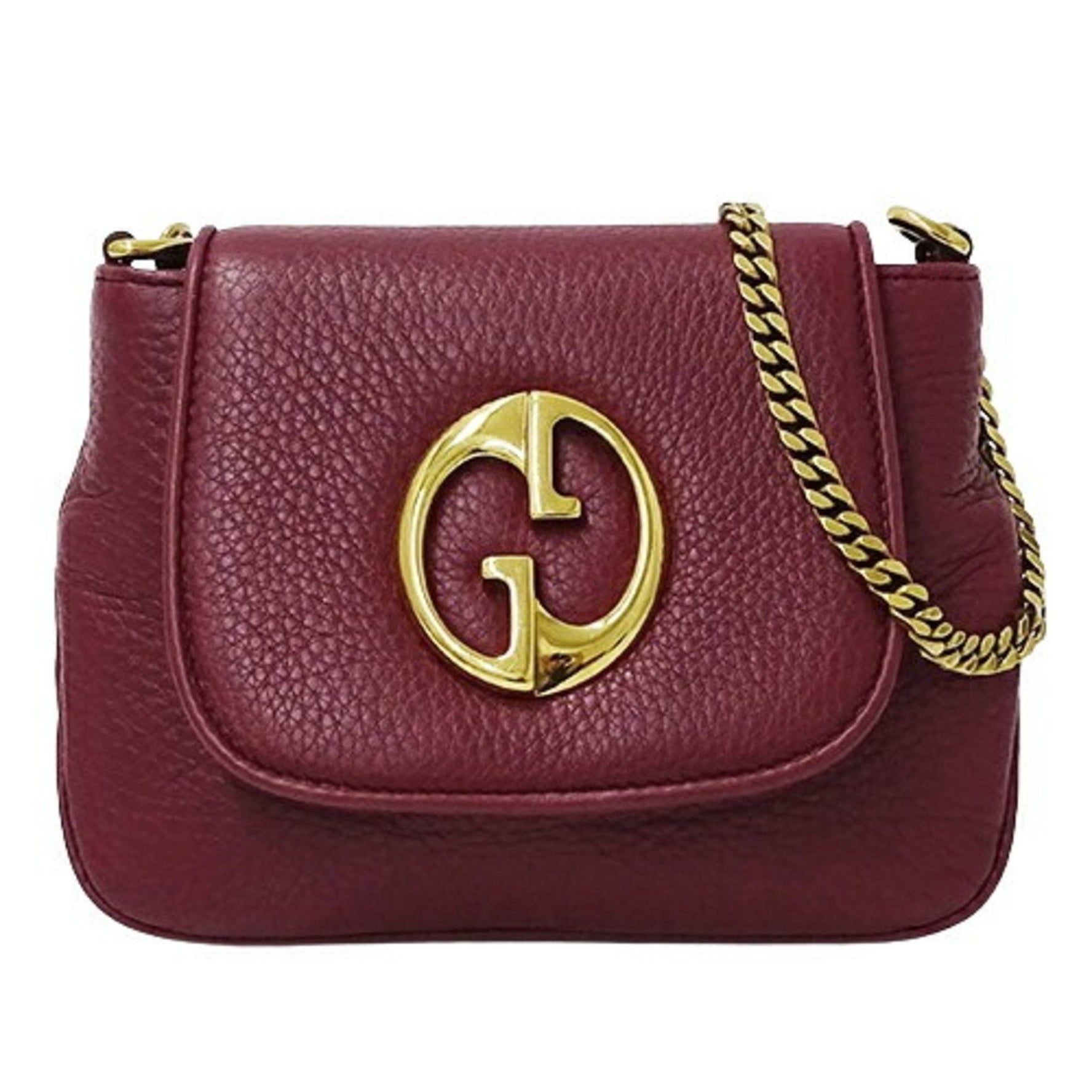 GUCCI Bag Shoulder Leather Magenta Chain Micro
