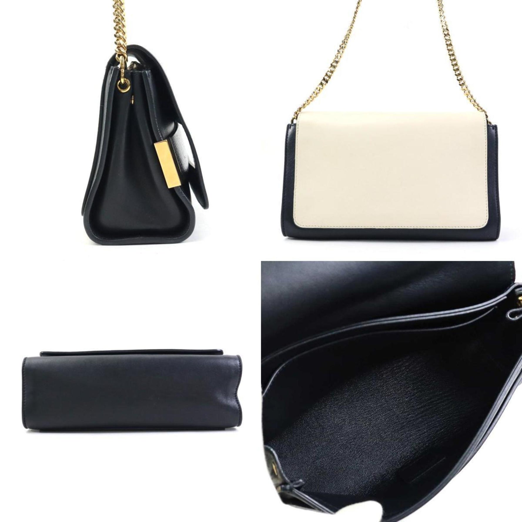 Chloé Chloe Shoulder Bag Leather Ivory x Black